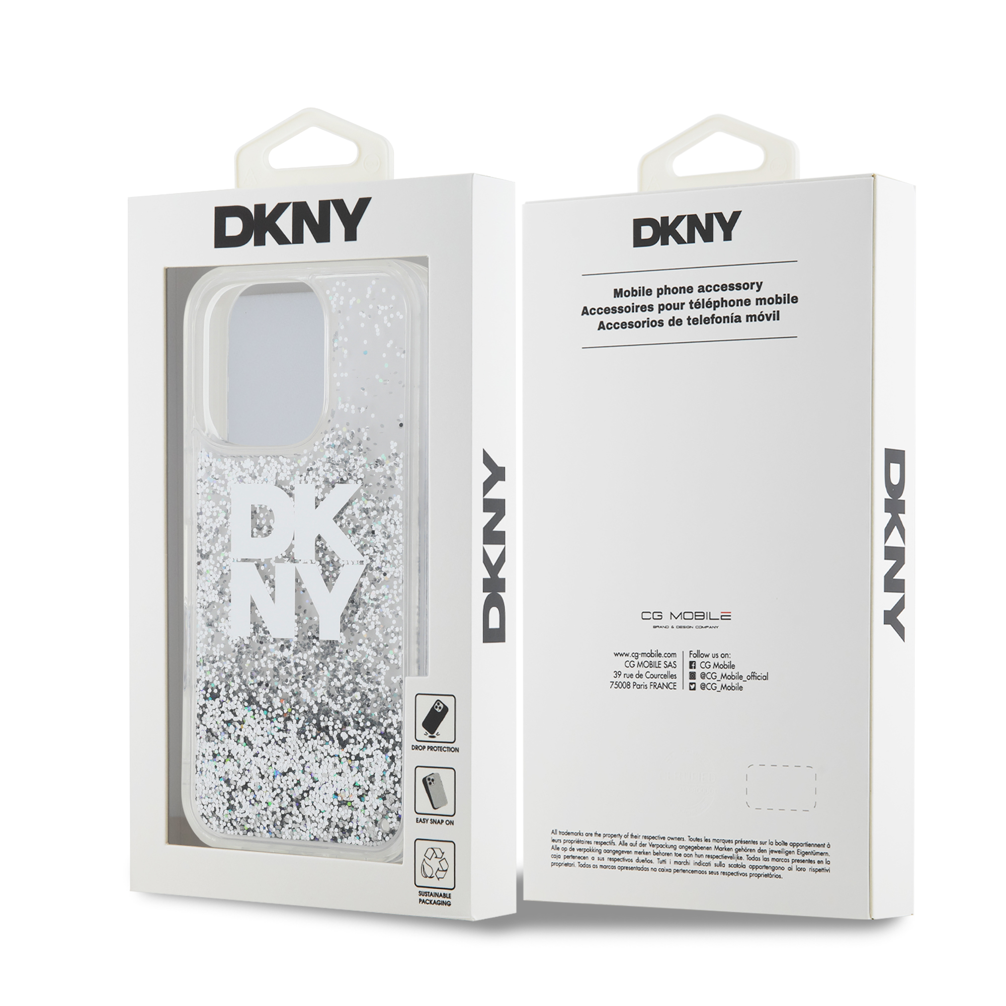iPhone 16 Pro Max - DKNY Liquid Glitters Stack Logo White - 8