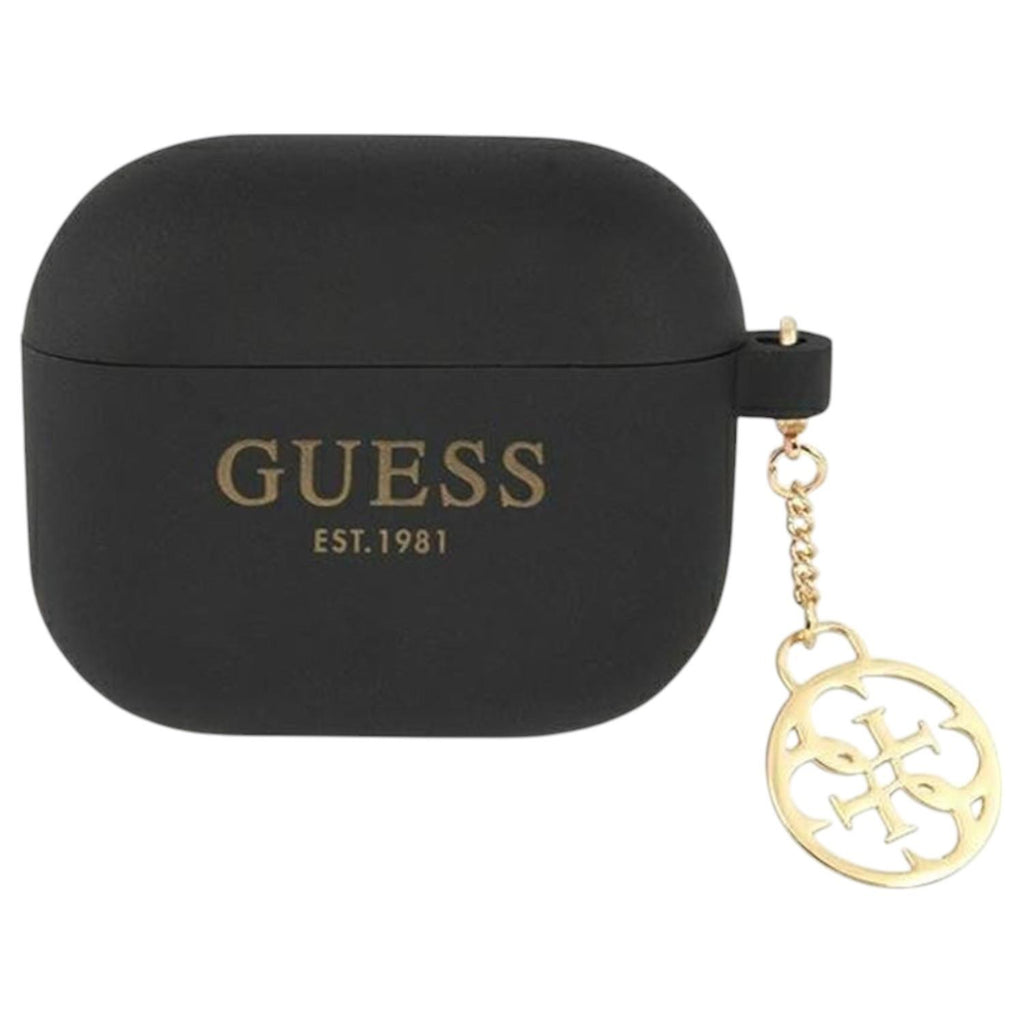 AirPods 3 - GUESS Silicone Case Classic Logo Gold With Charm Black