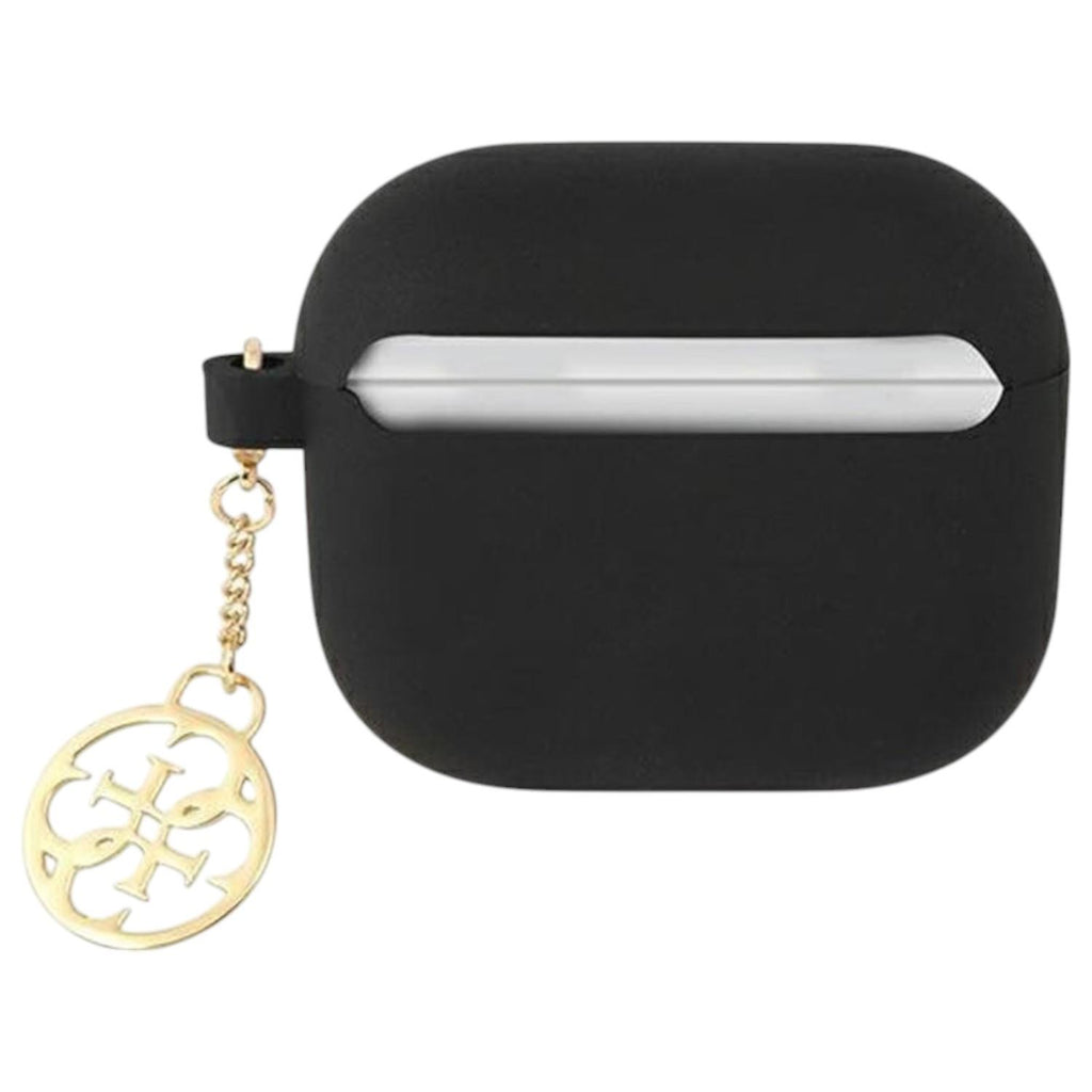 AirPods 3 - GUESS Silicone Case Classic Logo Gold With Charm Black - 2