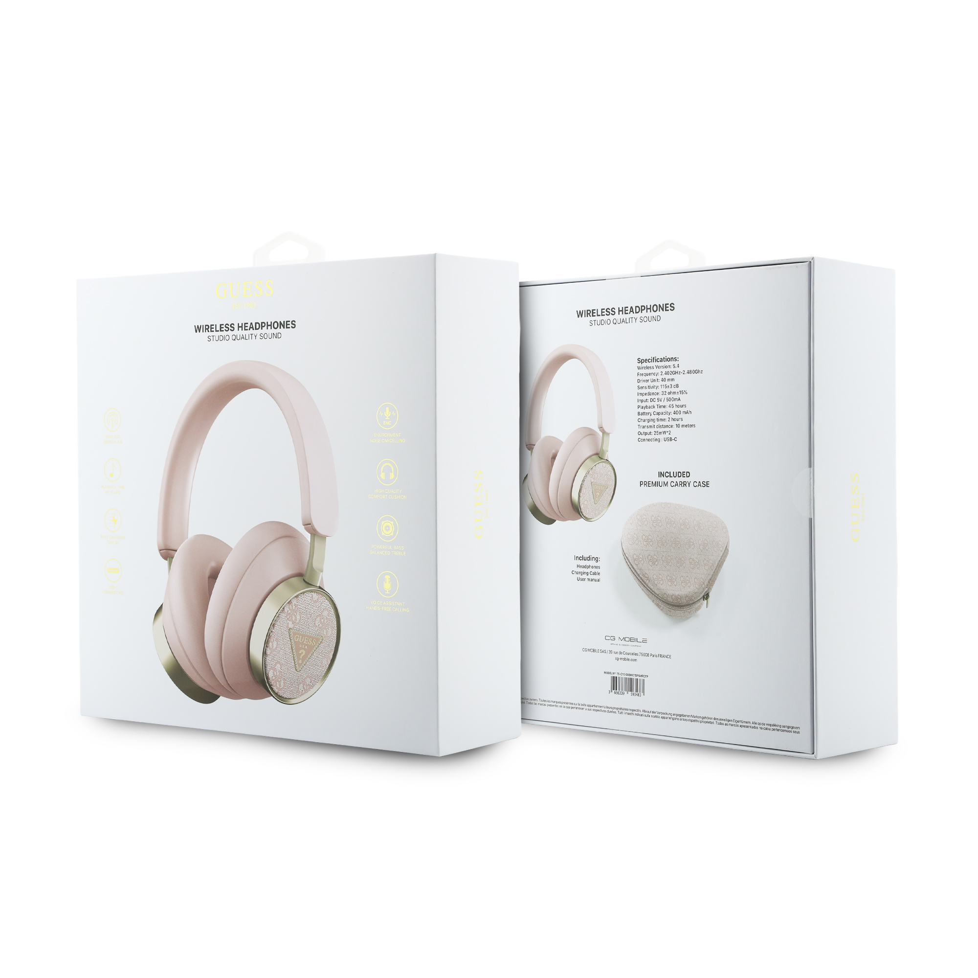 Headphones - GUESS Leather 4G Triangle Logo Pink - 8