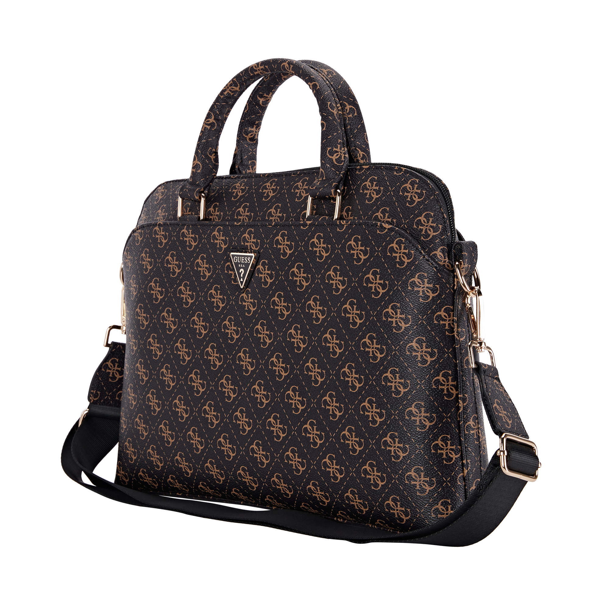 Laptop Bag 15 - GUESS 4G Zipper Pocket Triangle Logo Black - 2