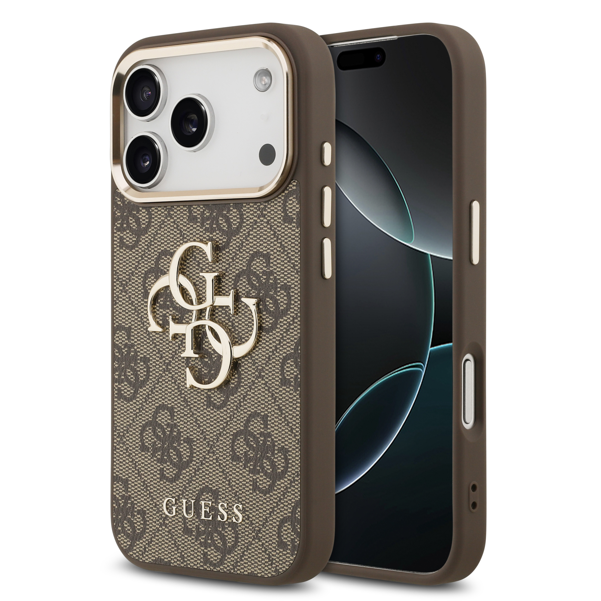 iPhone 17 Pro - GUESS Leather With Big Classic Logo Brown