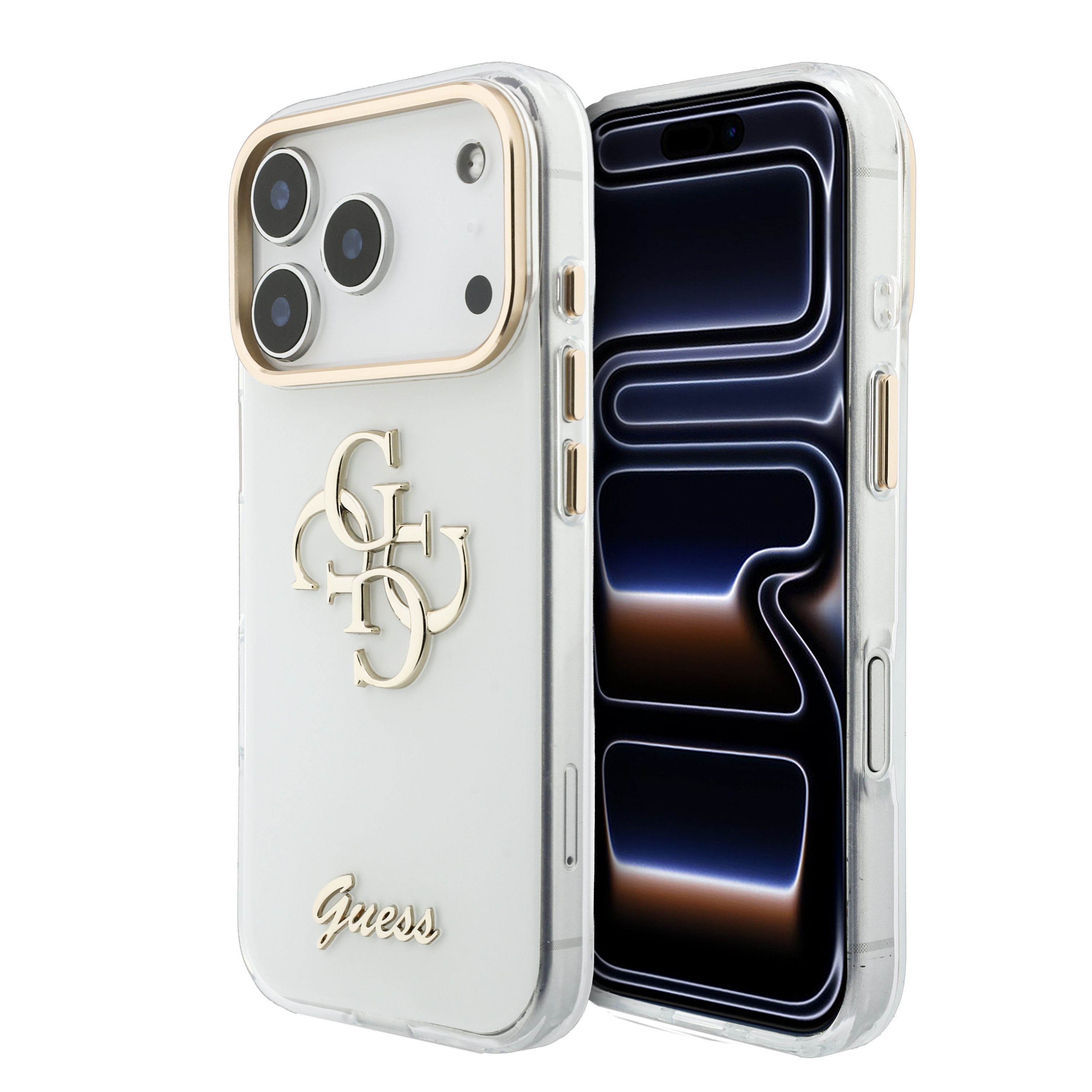 iPhone 17 Pro - GUESS Script Metal White - 2