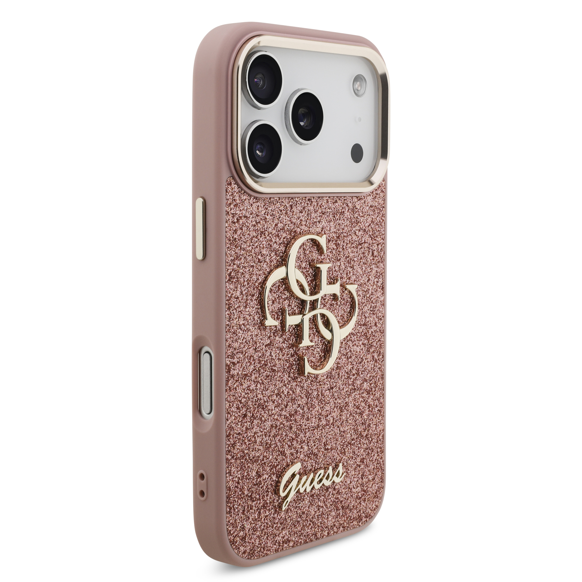 iPhone 17 Pro - GUESS Fixed Glitter Big Metal Frame Pink - 4