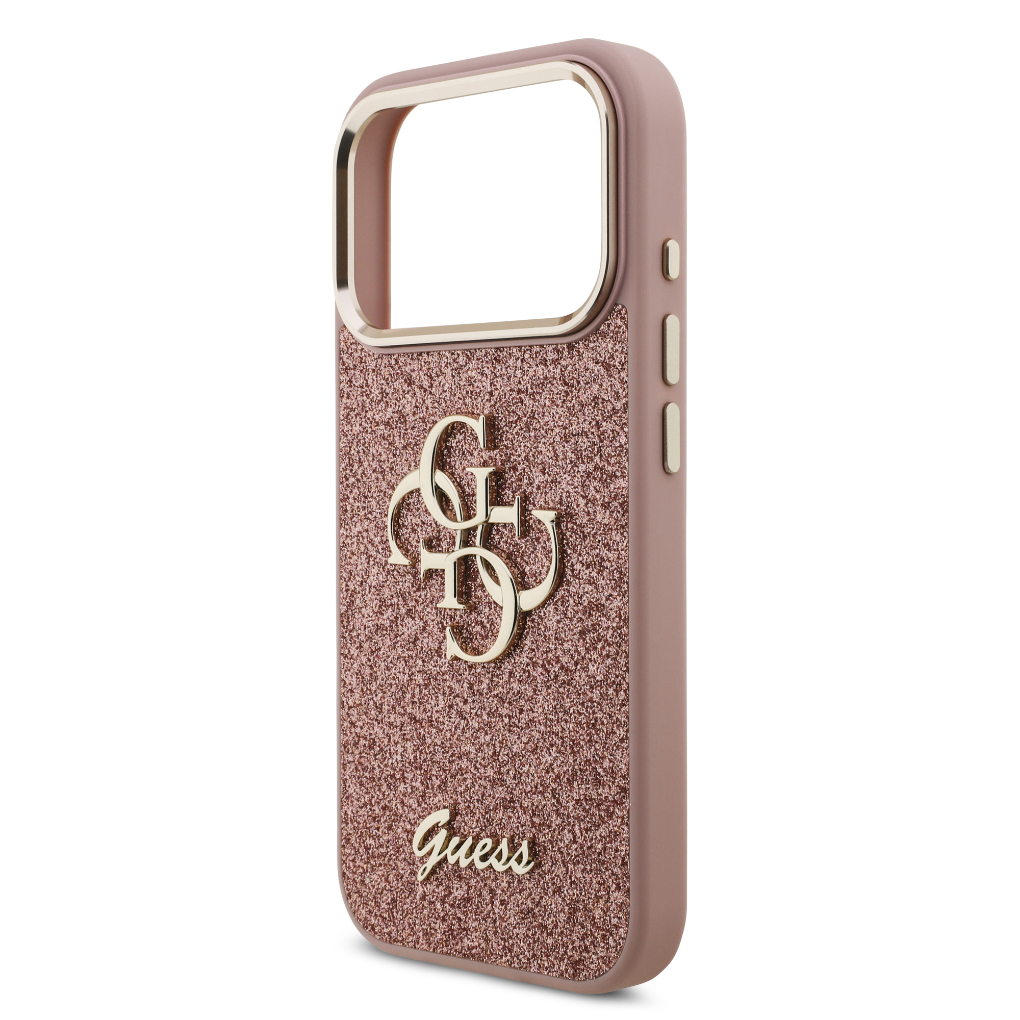 iPhone 17 Pro - GUESS Fixed Glitter Big Metal Frame Pink - 6
