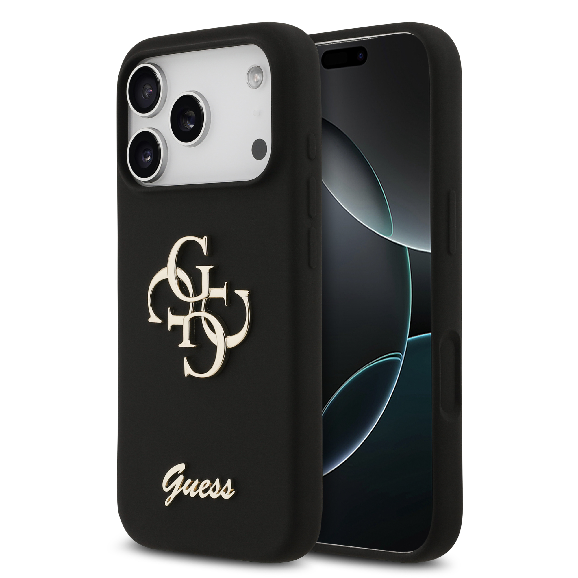 iPhone 17 Pro - GUESS Silicone Big 4G Script Black - 2