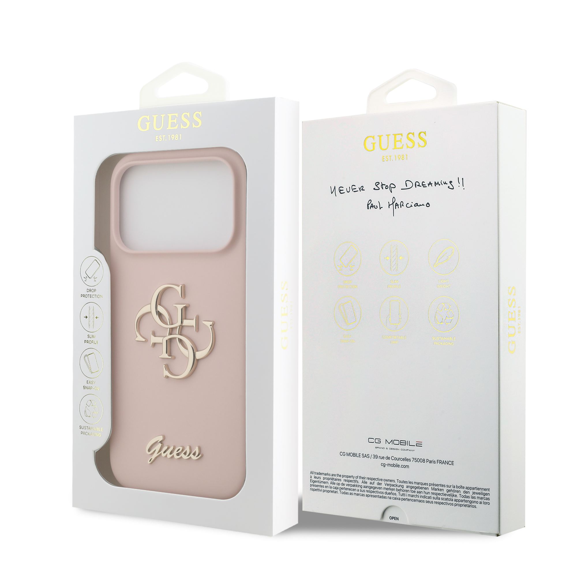 iPhone 17 Pro - GUESS Silicone Big 4G Script Pink - 8