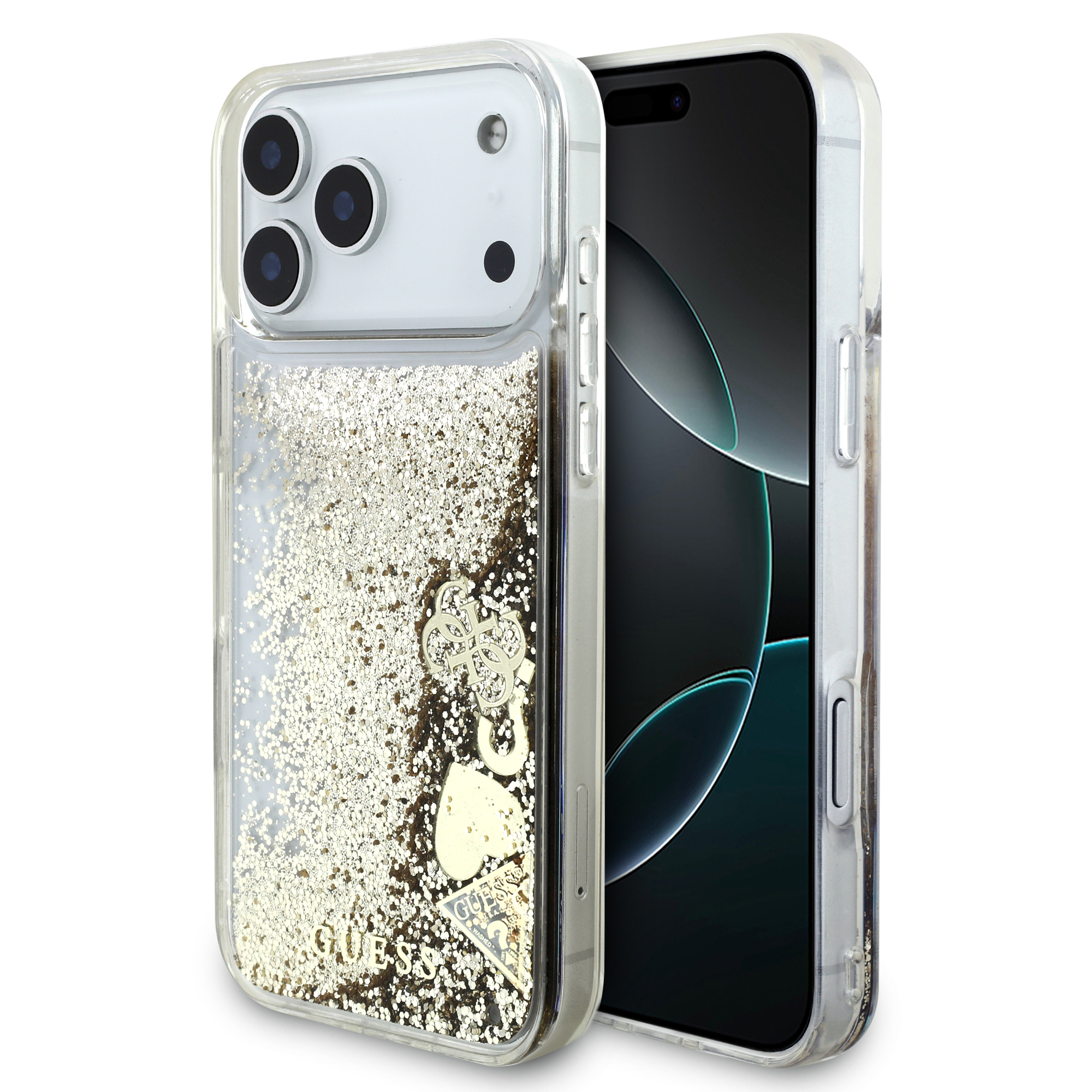 iPhone 17 Pro Max - GUESS Liquid Glitter 4 Charms Gold - 2