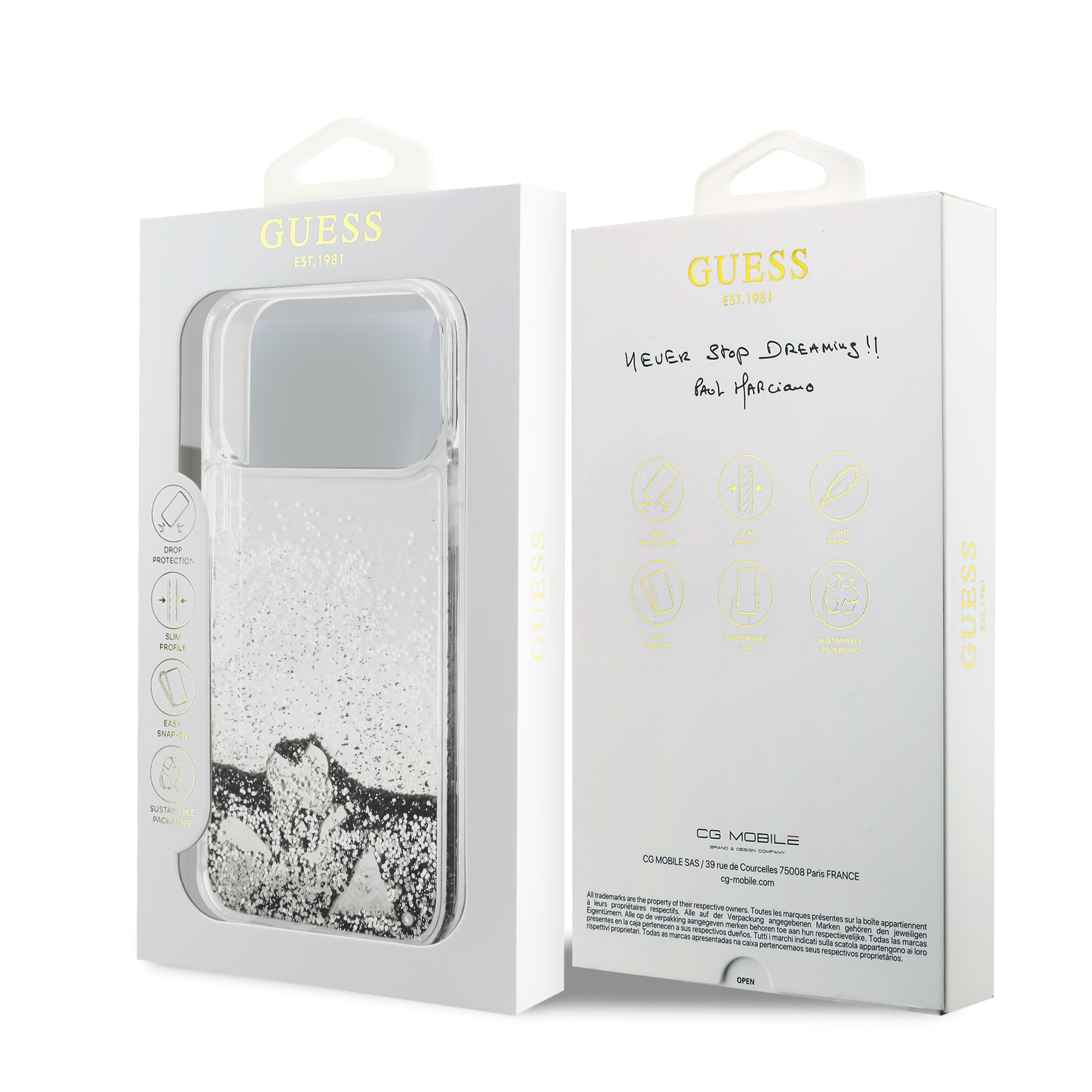iPhone 17 Pro Max - GUESS Liquid Glitter Charms Silver - 8