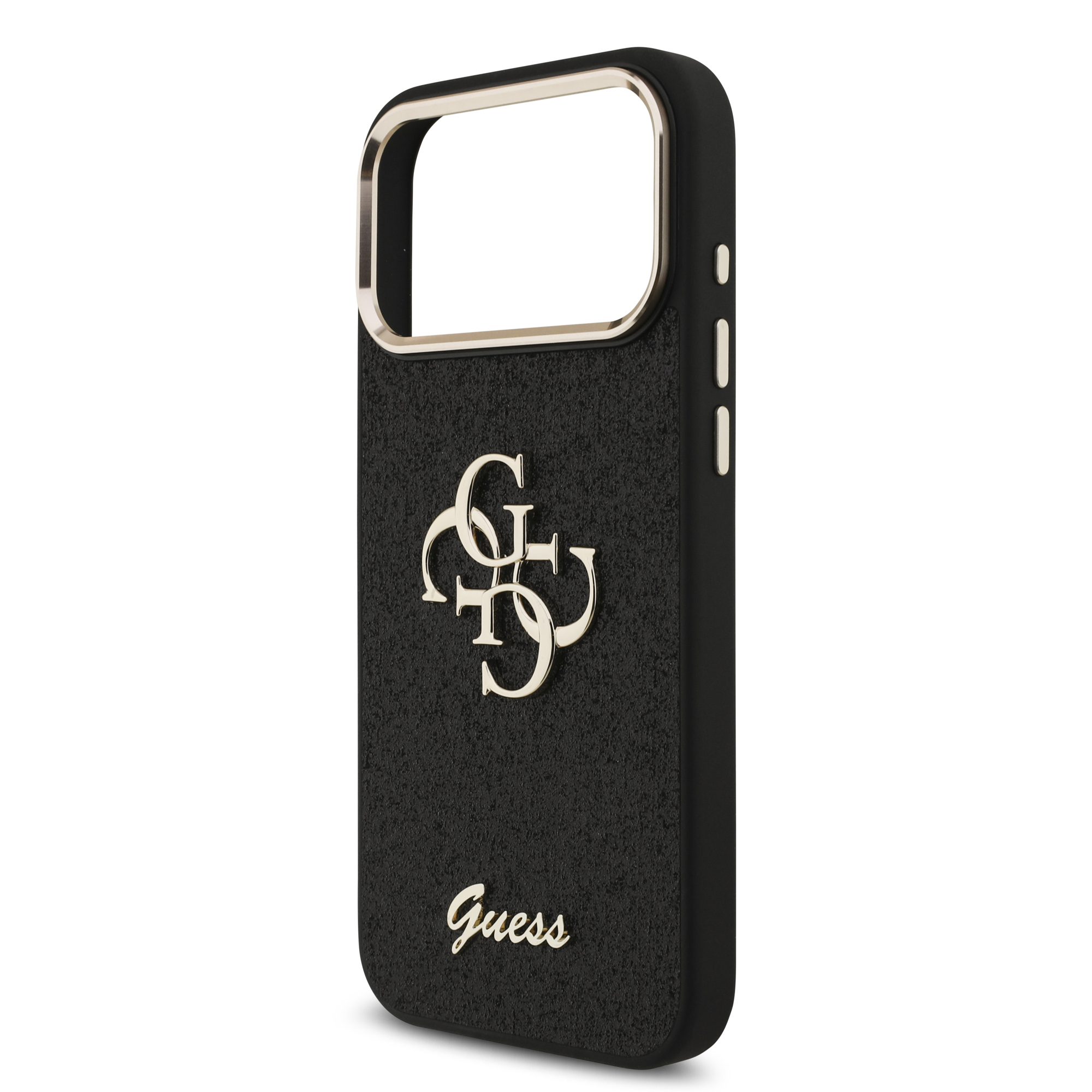 iPhone 17 Pro Max - GUESS Fixed Glitter Big 4G Metal Frame Black - 6