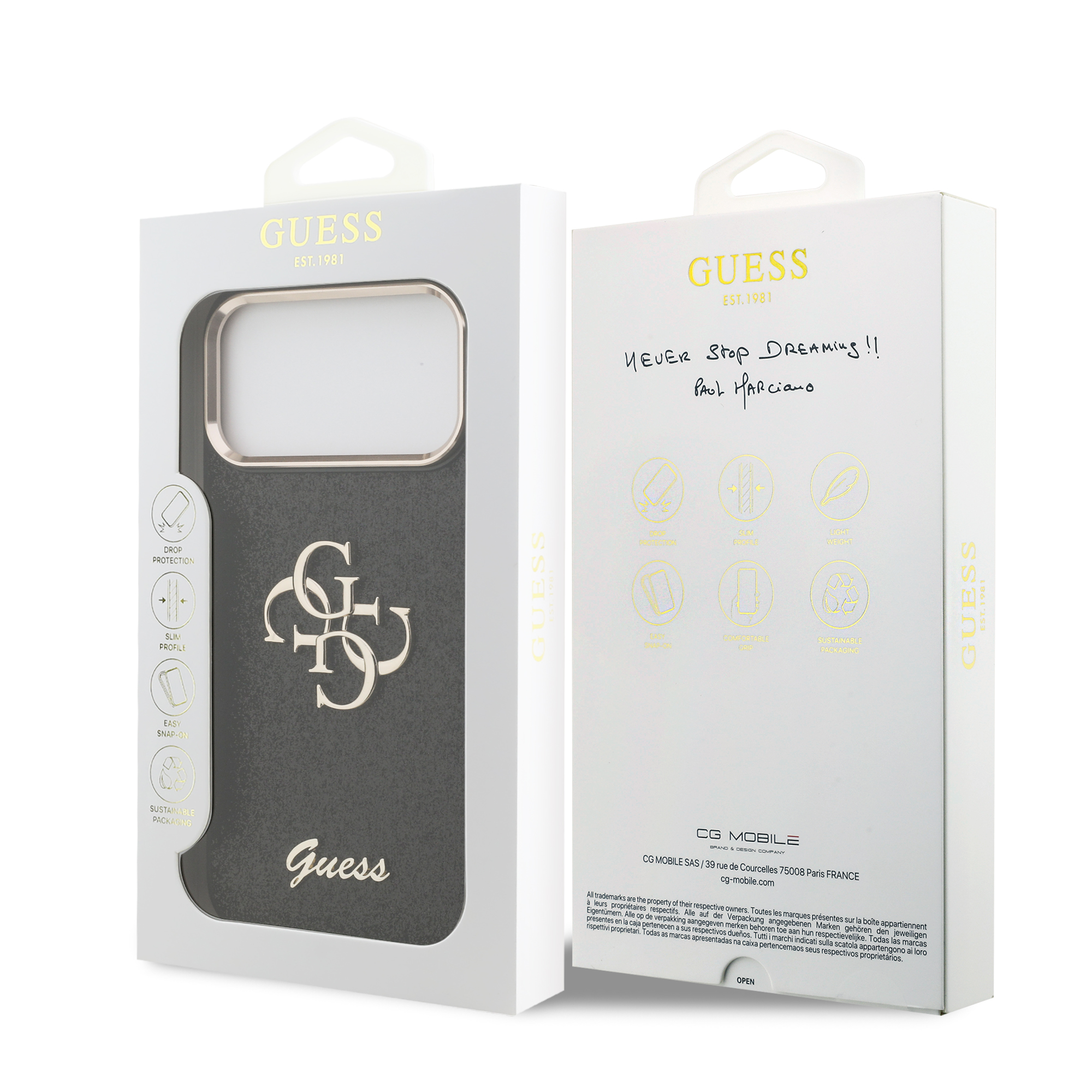 iPhone 17 Pro Max - GUESS Fixed Glitter Big 4G Metal Frame Black - 8