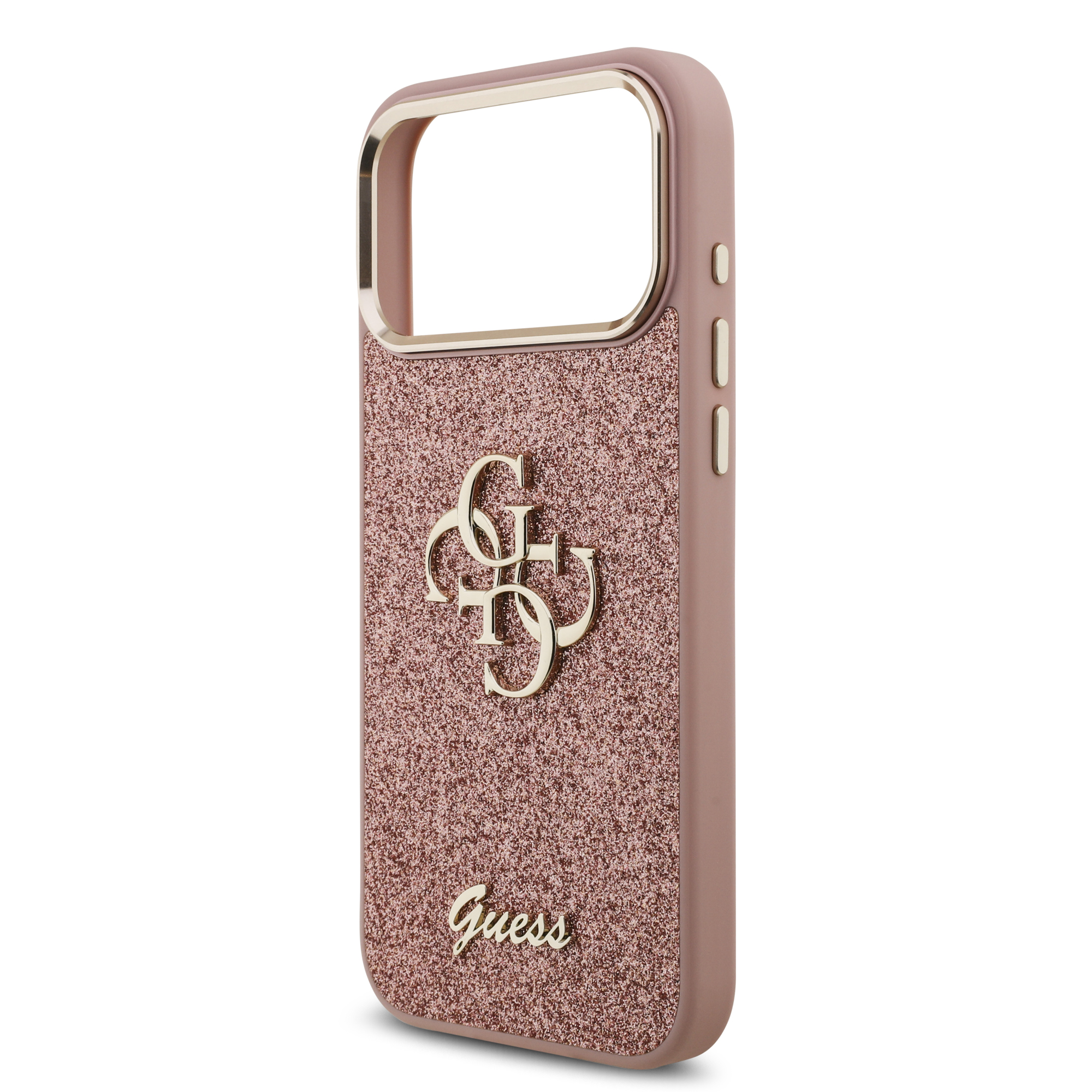 iPhone 17 Pro Max - GUESS Fixed Glitter Big 4G Metal Frame Pink - 6