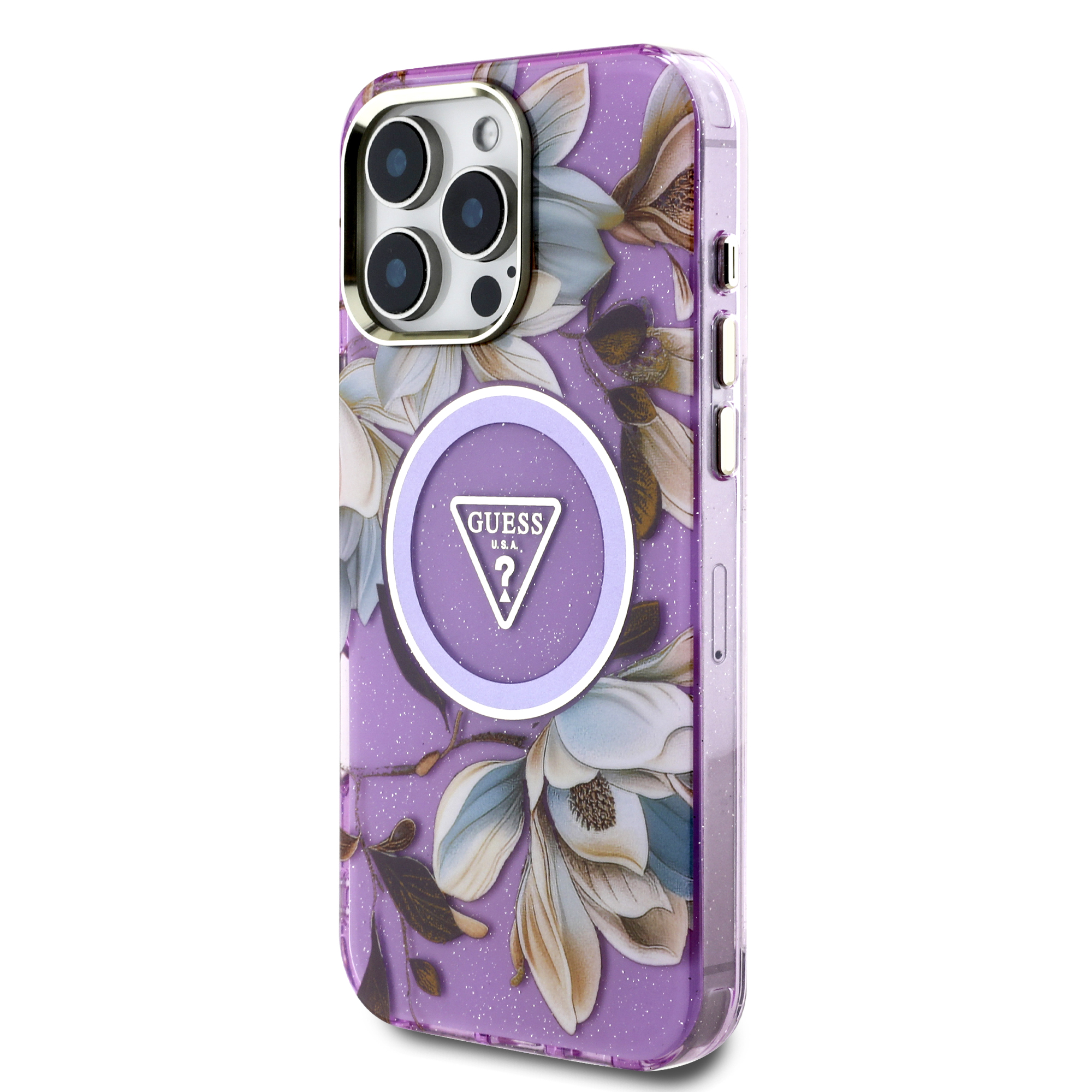 iPhone 16 Pro Max - GUESS Glitter Flower With MagSafe Purple - 2