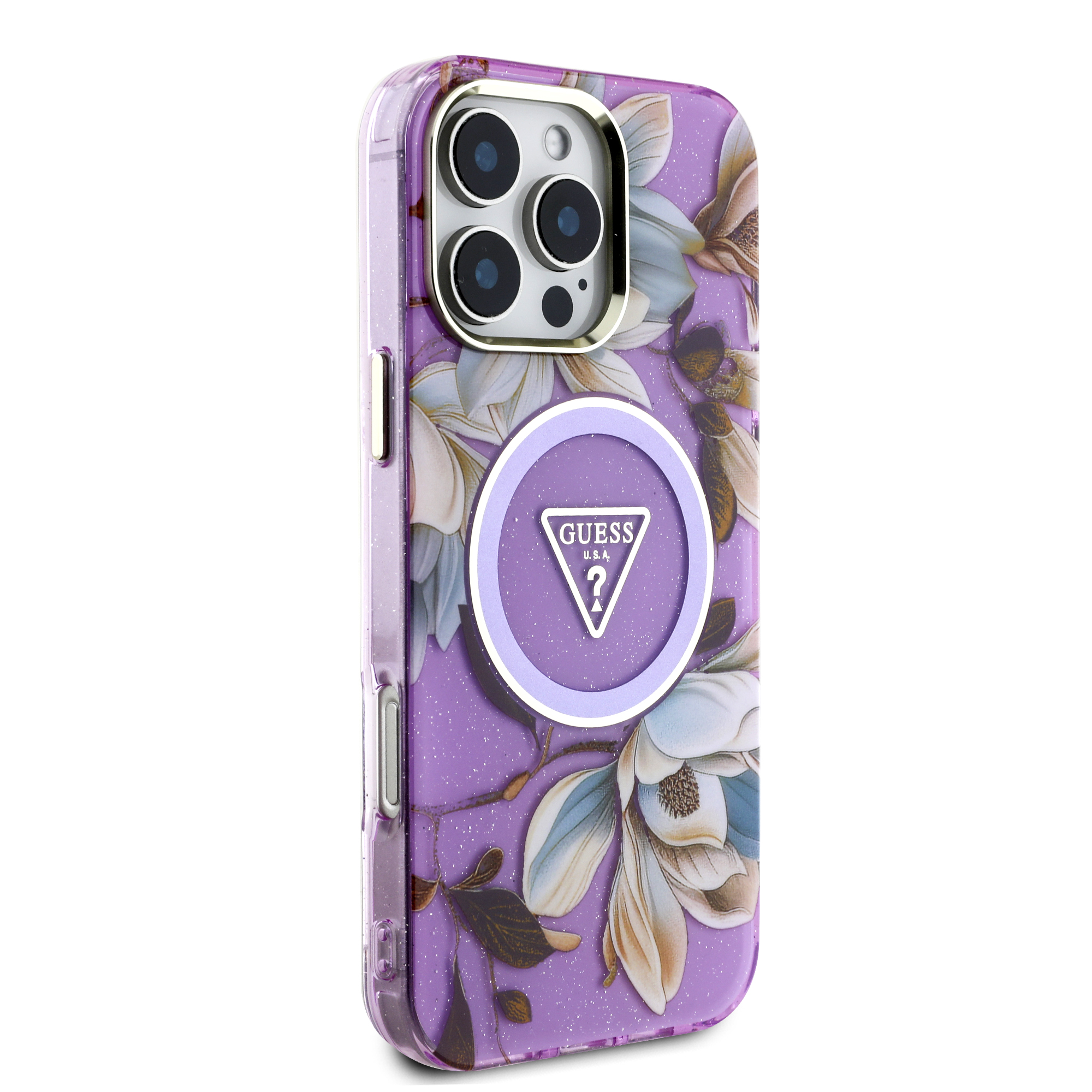 iPhone 16 Pro Max - GUESS Glitter Flower With MagSafe Purple - 4