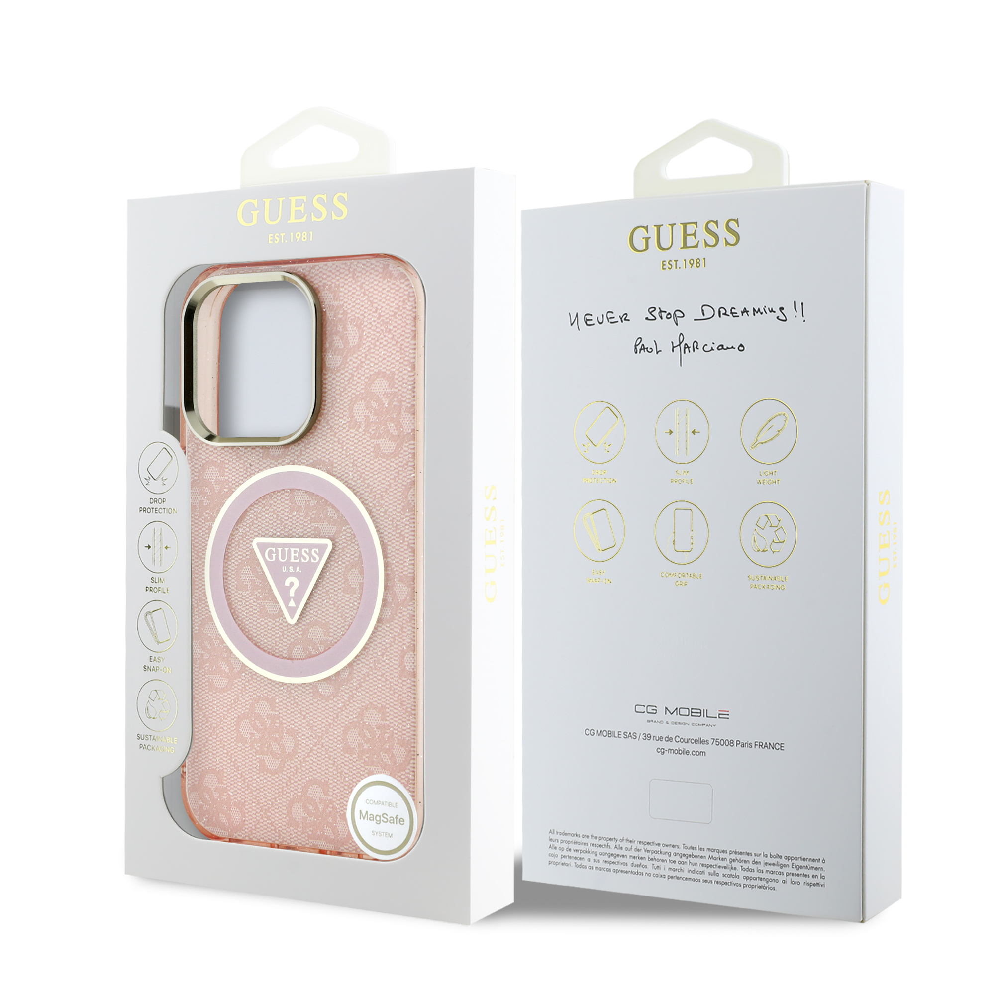 iPhone 16 Pro Max - GUESS Glitter Triangle Pink - 8