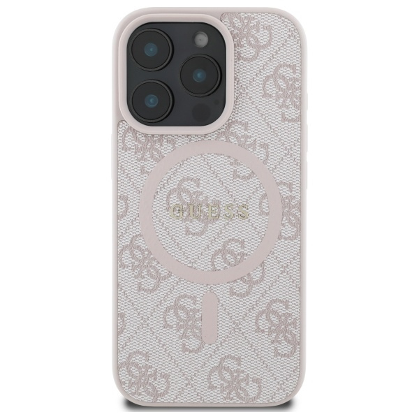 iPhone 16 Pro Max - GUESS PU Grained Gold Ring Pink - 3