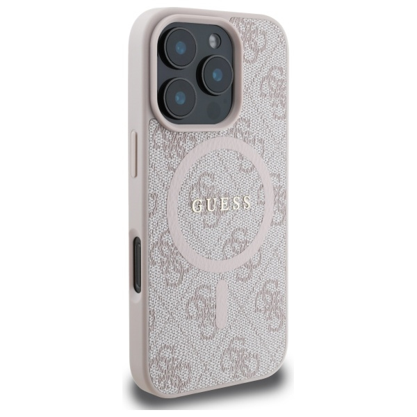 iPhone 16 Pro Max - GUESS PU Grained Gold Ring Pink - 4