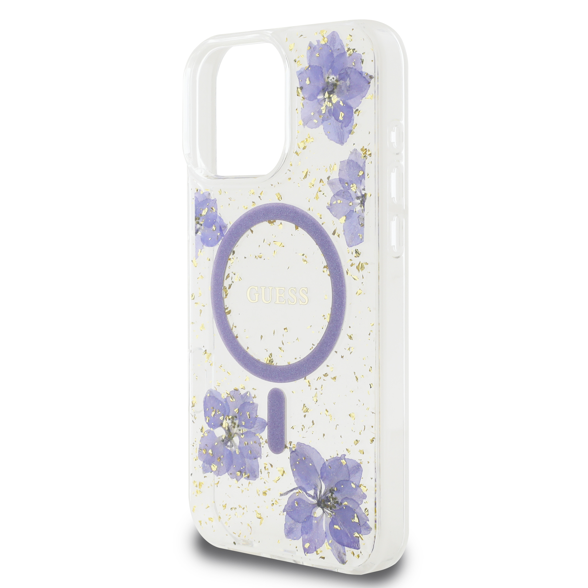 iPhone 16 Pro Max - GUESS PC/TPU Purple Hard Case MagSafe Resin Flower - 6