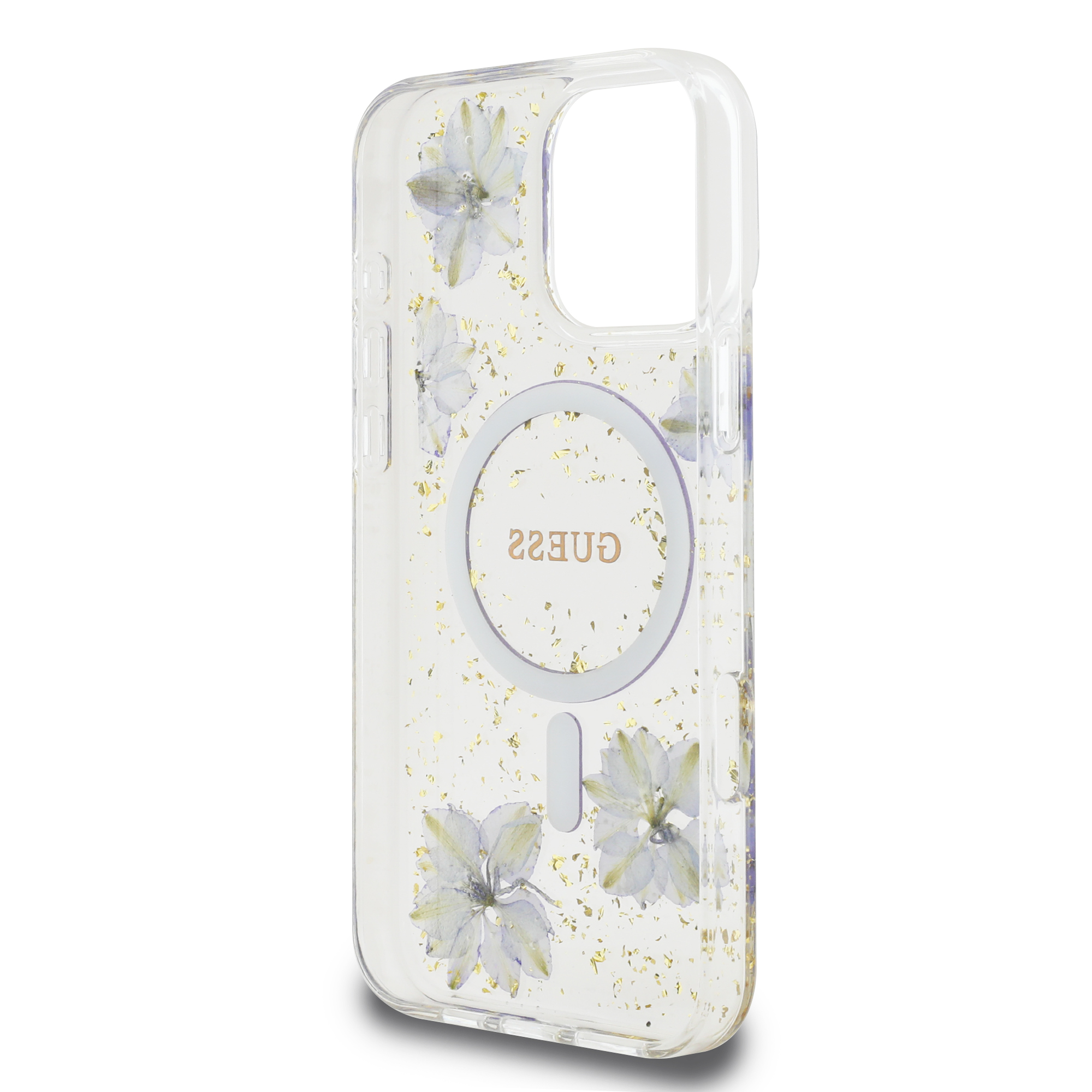 iPhone 16 Pro Max - GUESS PC/TPU Purple Hard Case MagSafe Resin Flower - 7