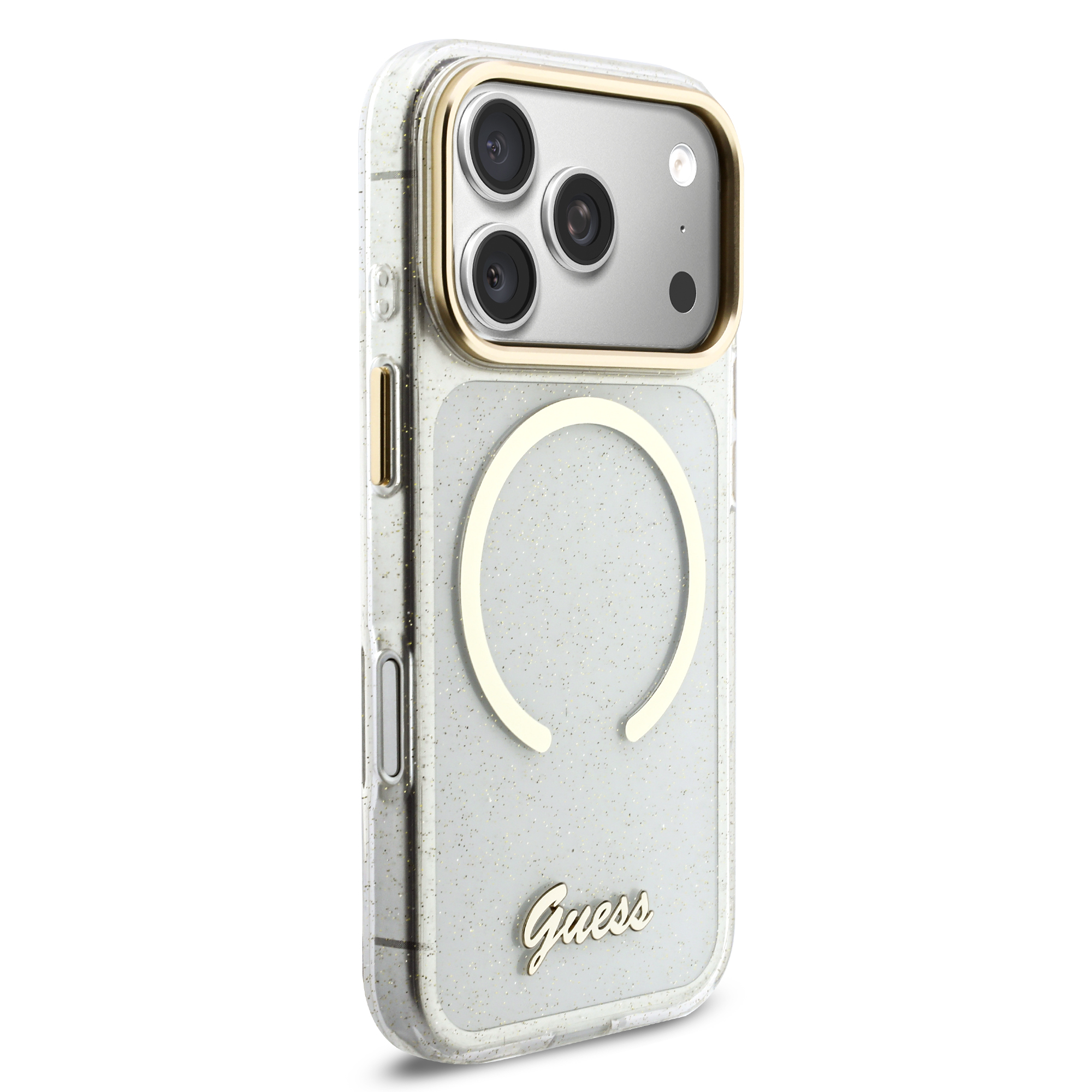 iPhone 17 Pro - GUESS Glitters Script Strap Transparent - 4