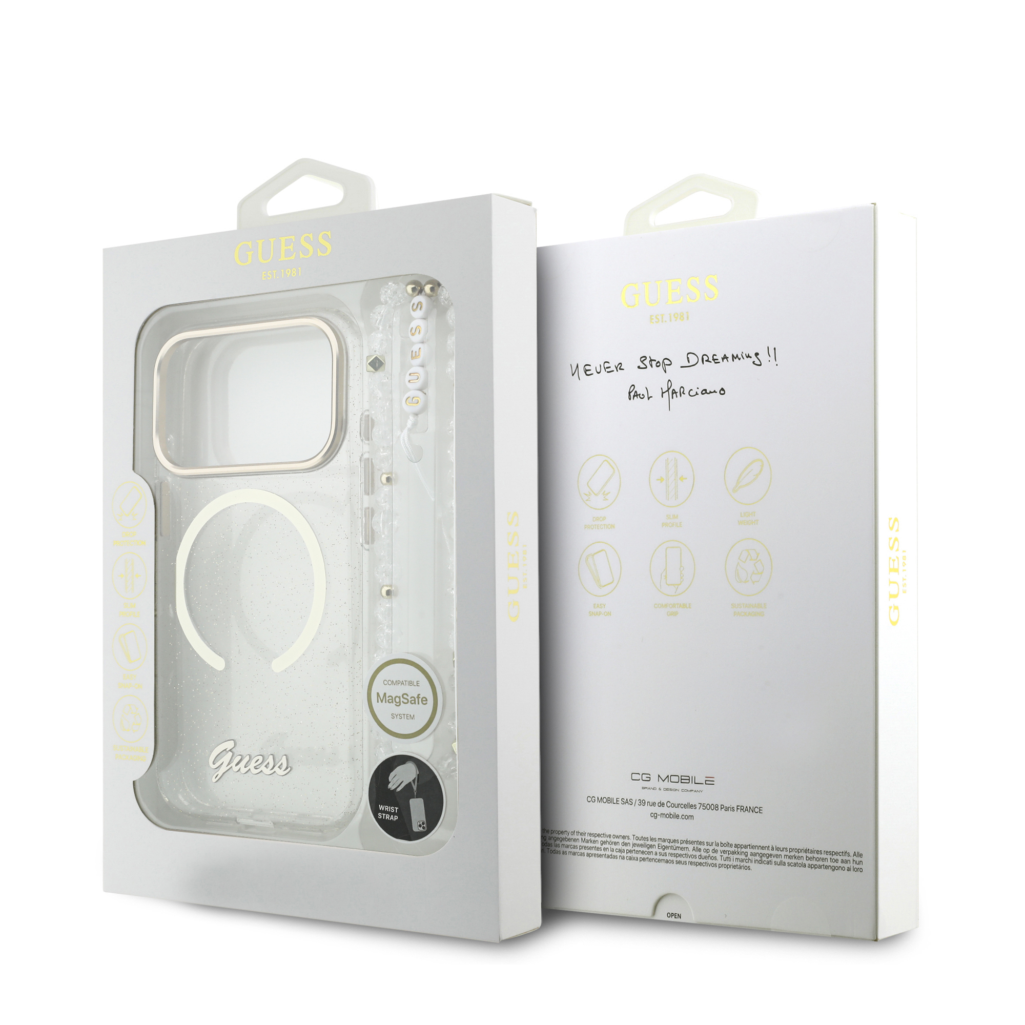 iPhone 17 Pro - GUESS Glitters Script Strap Transparent - 8