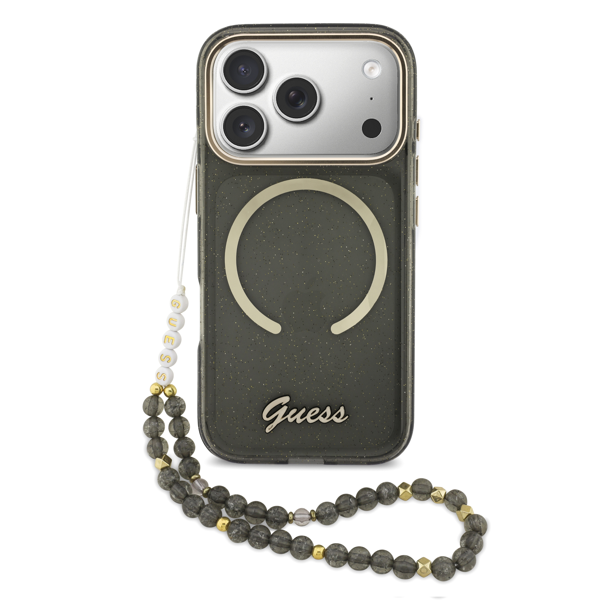 iPhone 17 Pro - GUESS Glitters Script Strap Black - 2