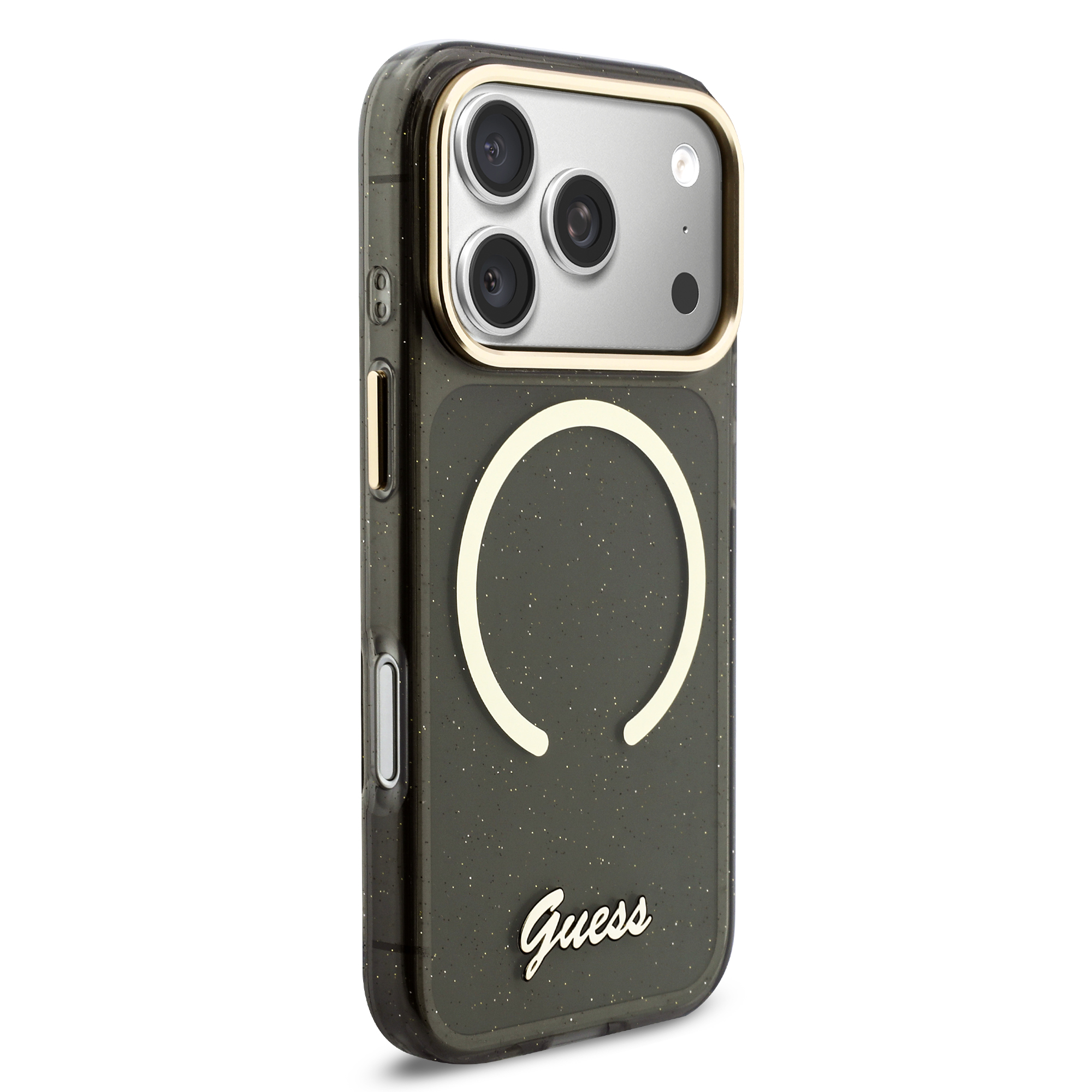 iPhone 17 Pro - GUESS Glitters Script Strap Black - 4