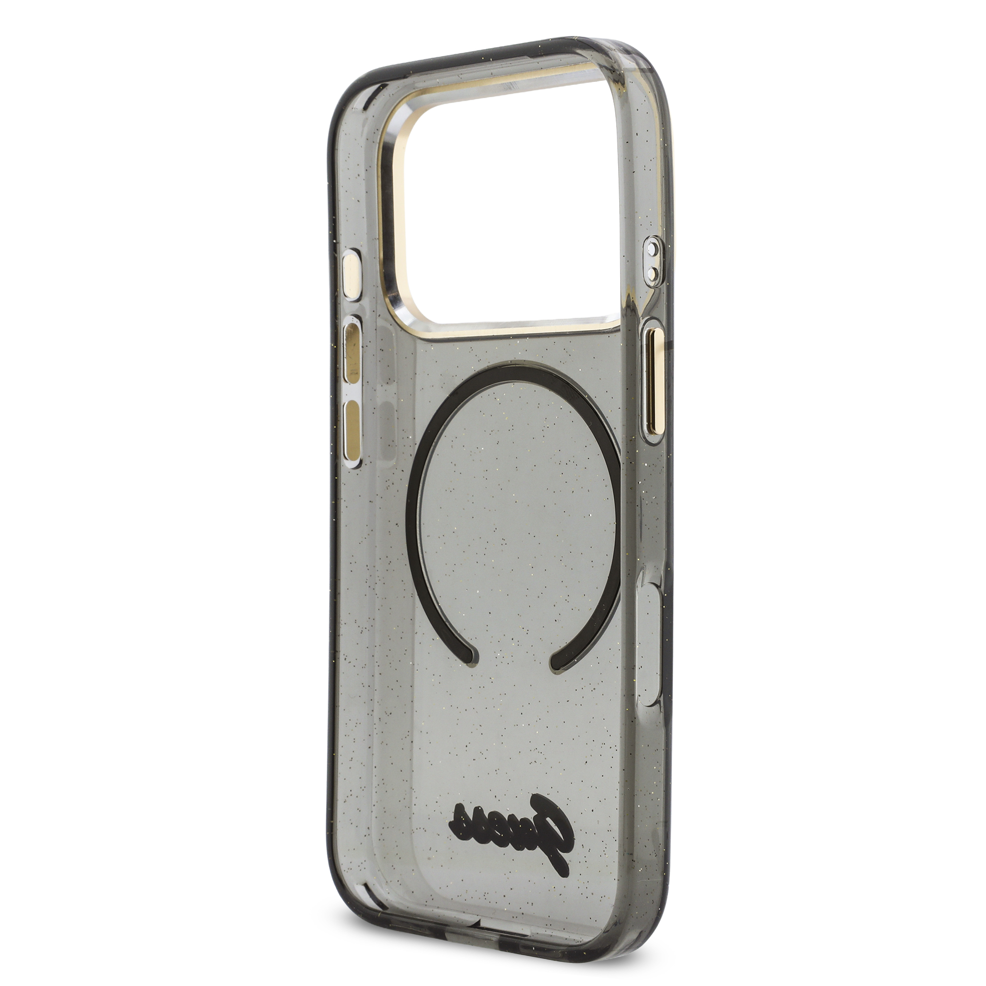 iPhone 17 Pro - GUESS Glitters Script Strap Black - 7