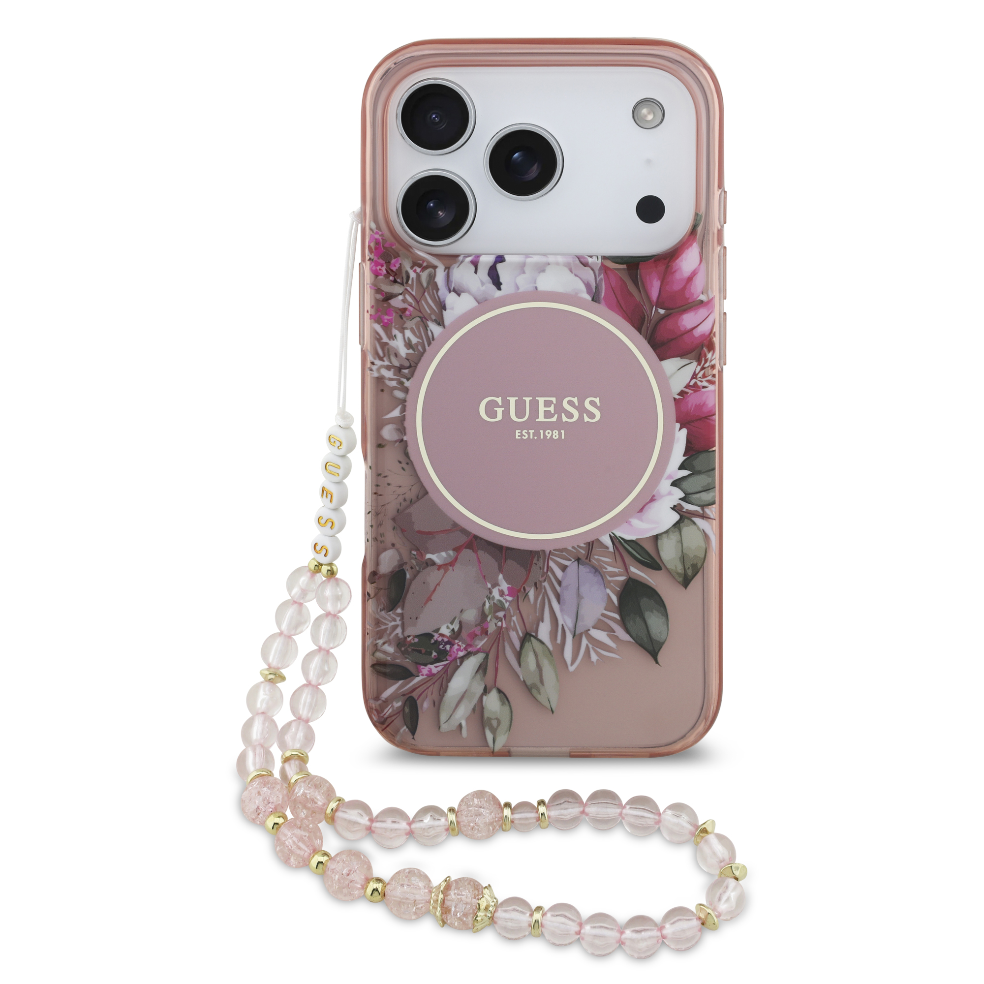 iPhone 17 Pro - GUESS Flowers With Pearl Strap Pink - 2