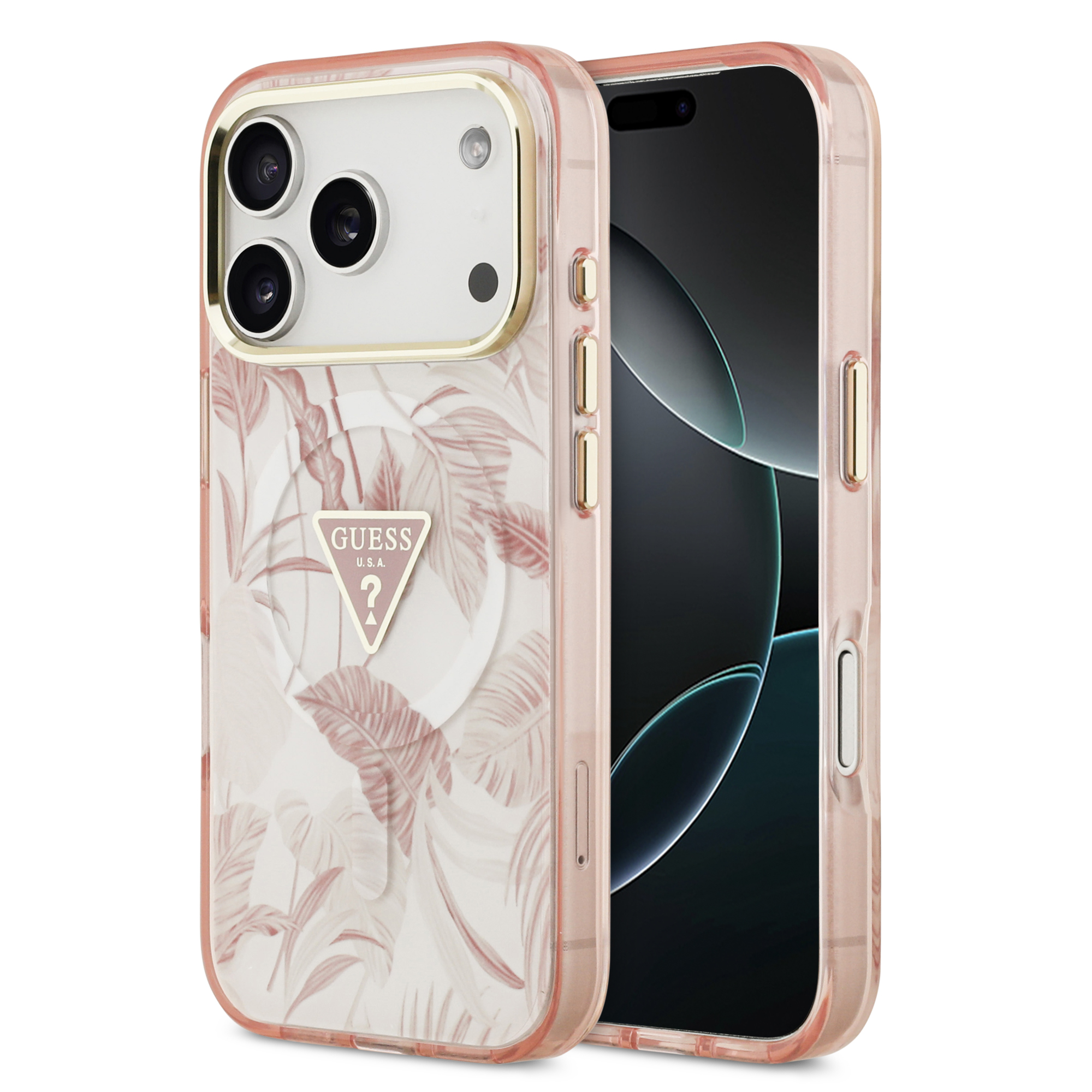 iPhone 17 Pro - GUESS Jungle Tonal Triangle Pink - 2