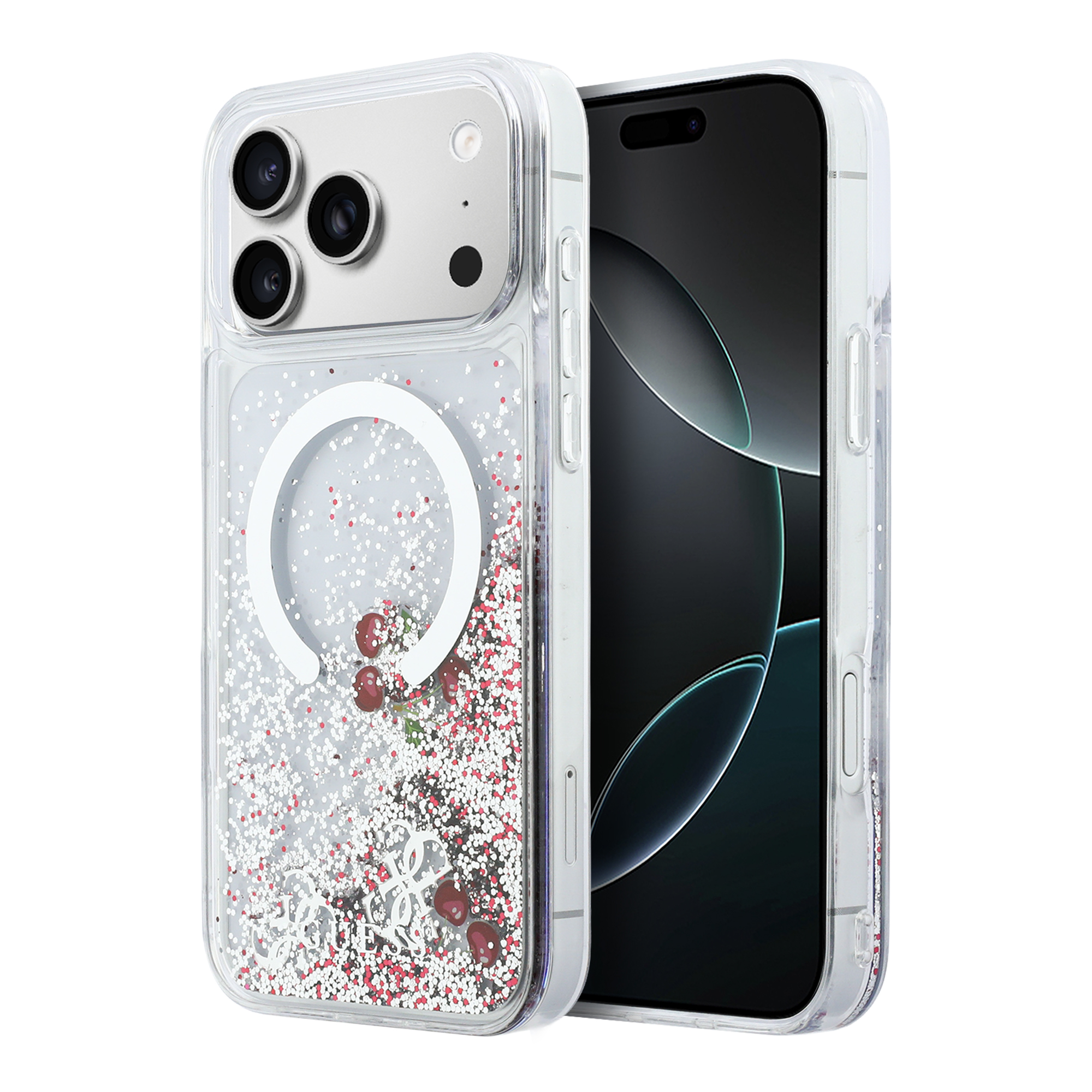 iPhone 17 Pro Max - GUESS Liquid Glitter With Cherries Silver - 2