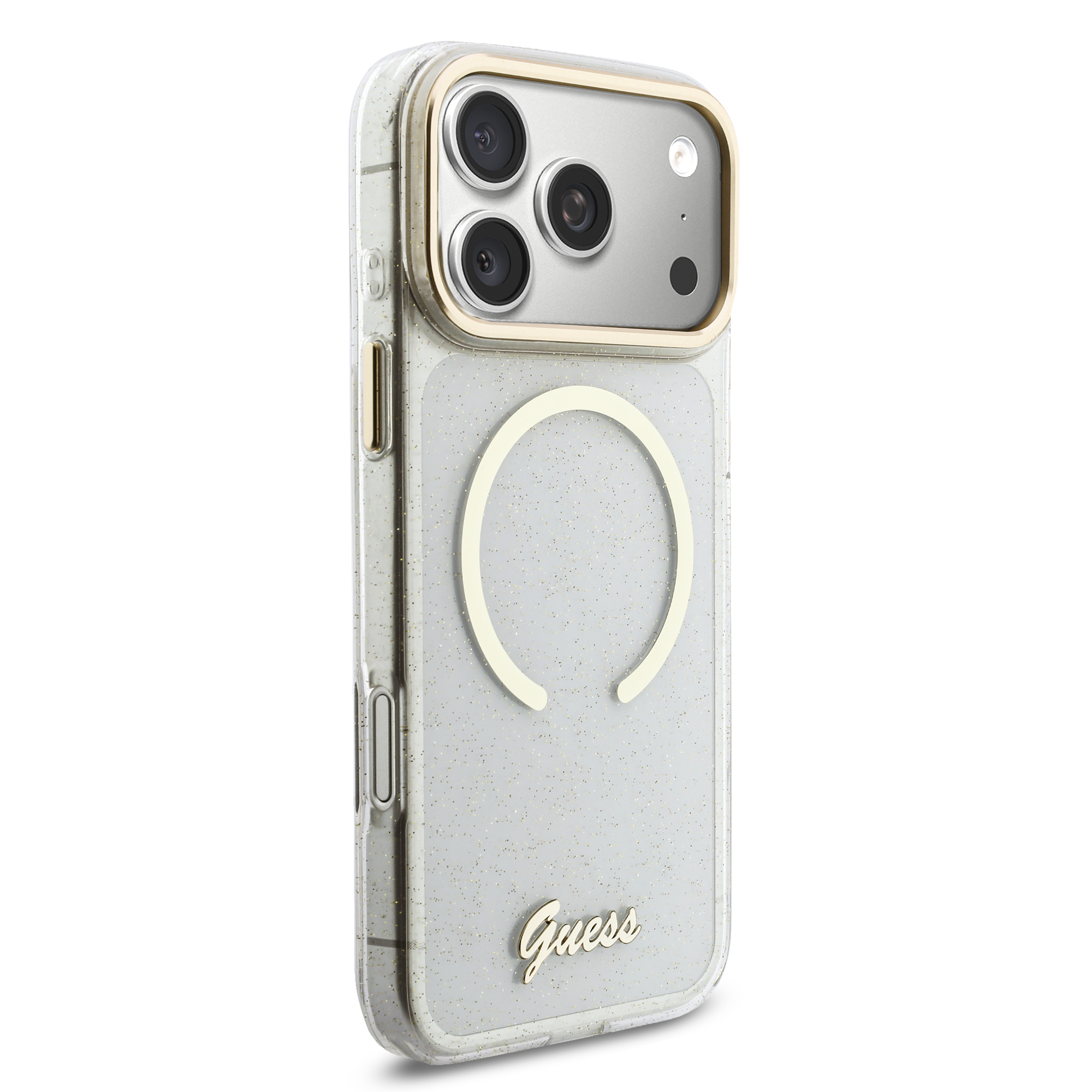 iPhone 17 Pro Max - GUESS Glitters Script Strap Transparent - 4