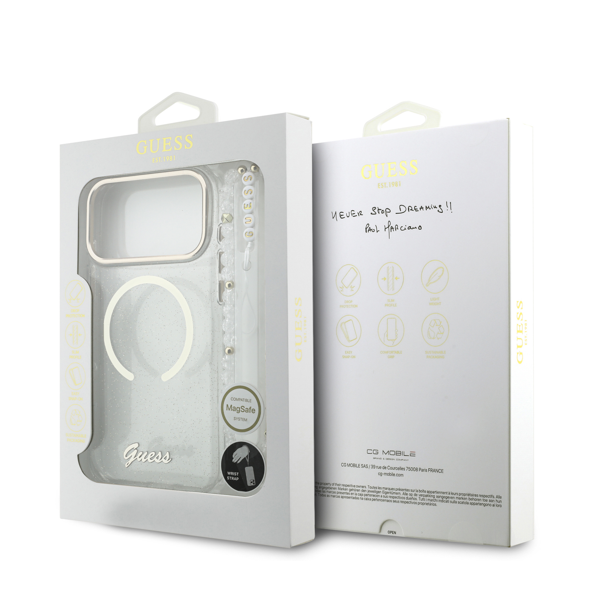 iPhone 17 Pro Max - GUESS Glitters Script Strap Transparent - 8