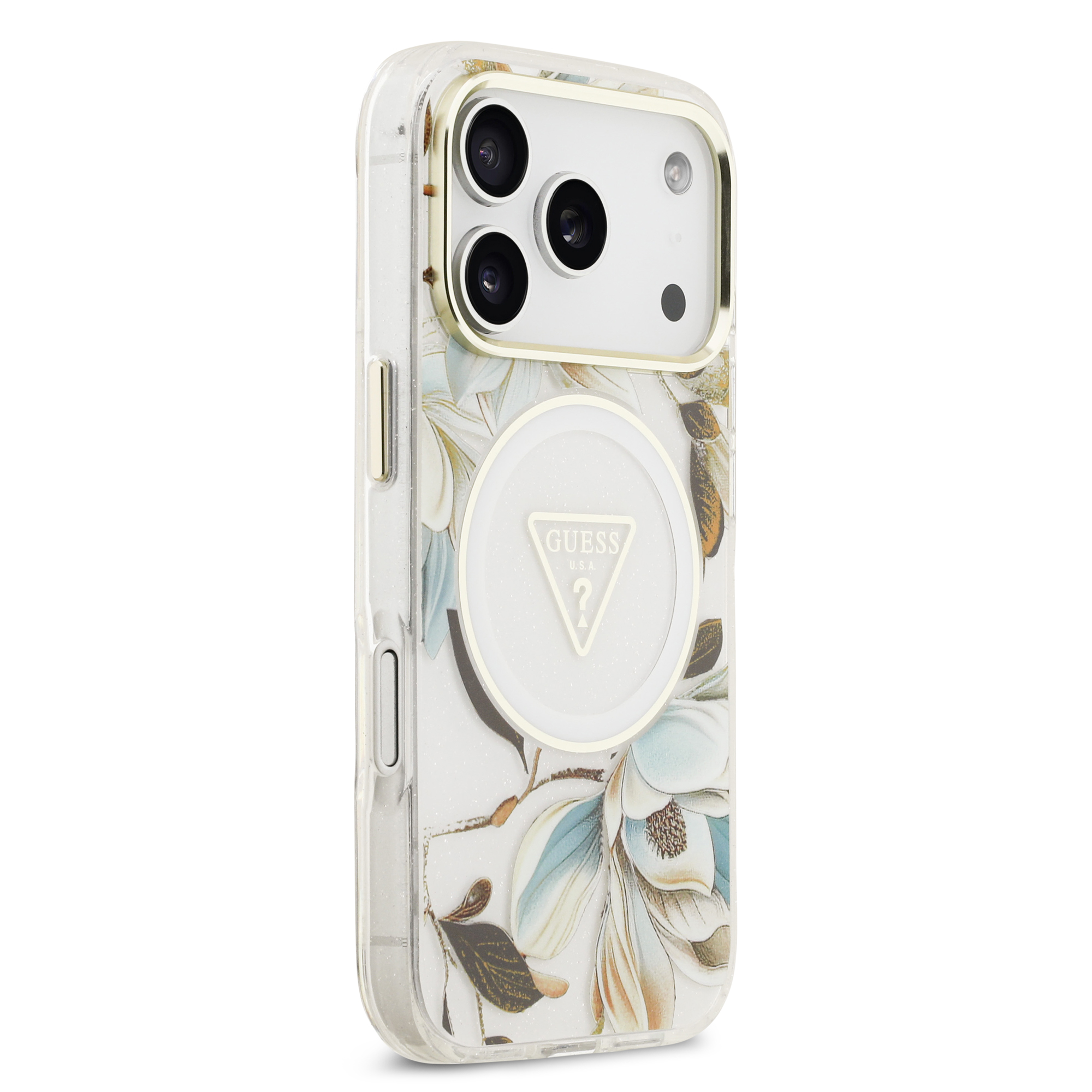 iPhone 17 Pro Max - GUESS Glitter Flowers Triangle White - 4