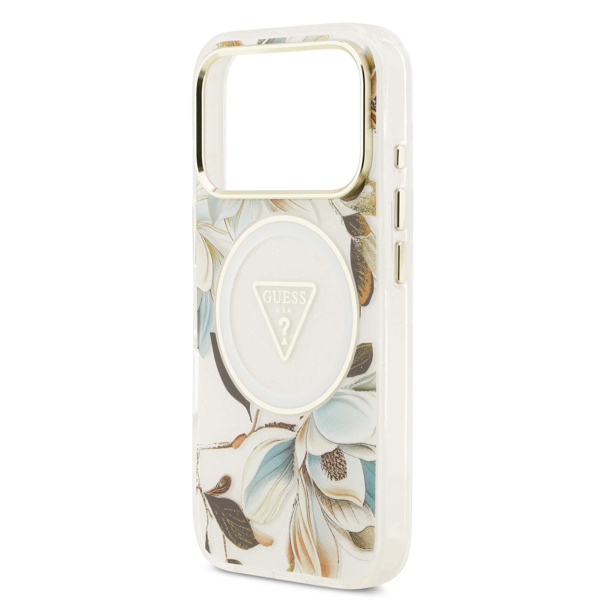 iPhone 17 Pro Max - GUESS Glitter Flowers Triangle White - 6