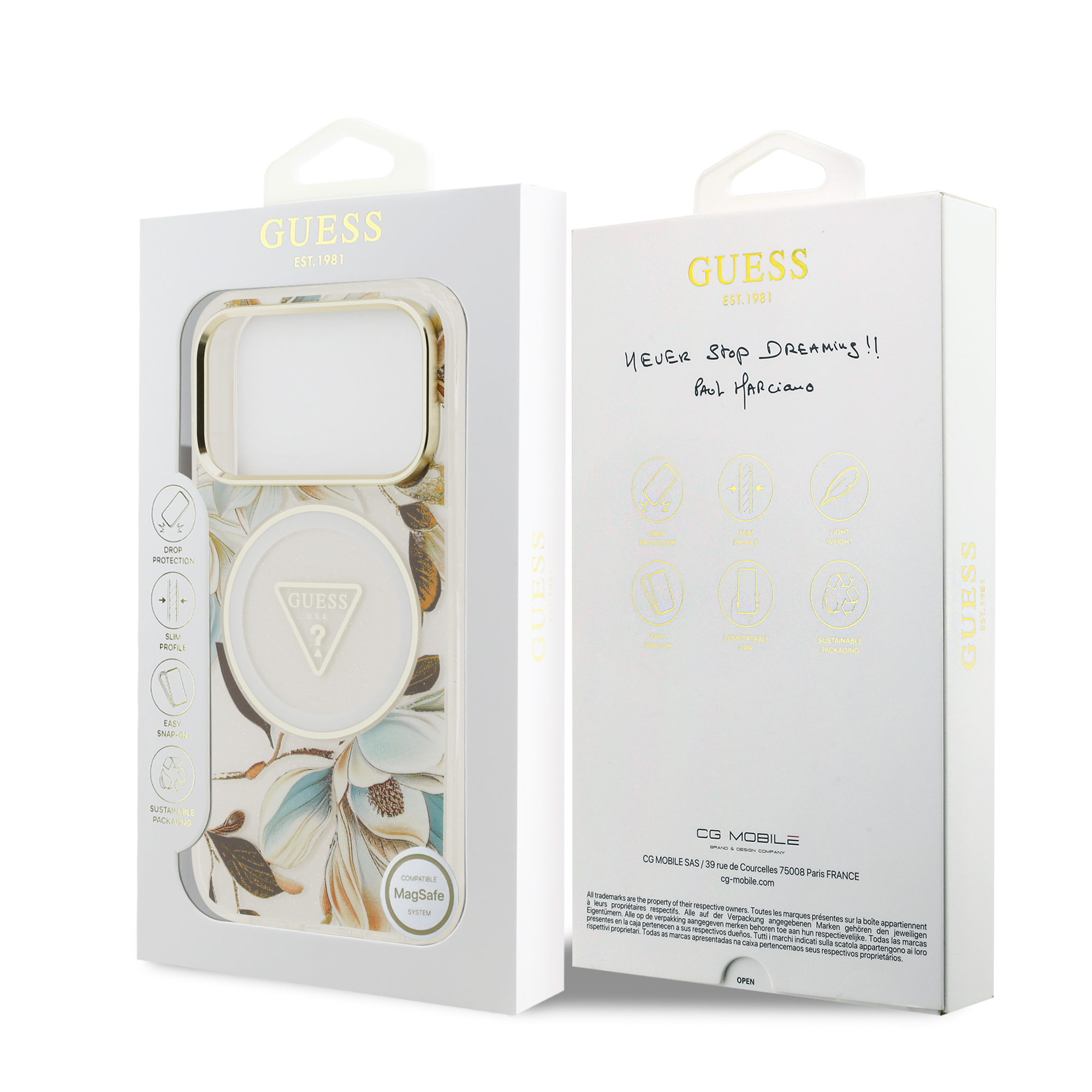 iPhone 17 Pro Max - GUESS Glitter Flowers Triangle White - 8
