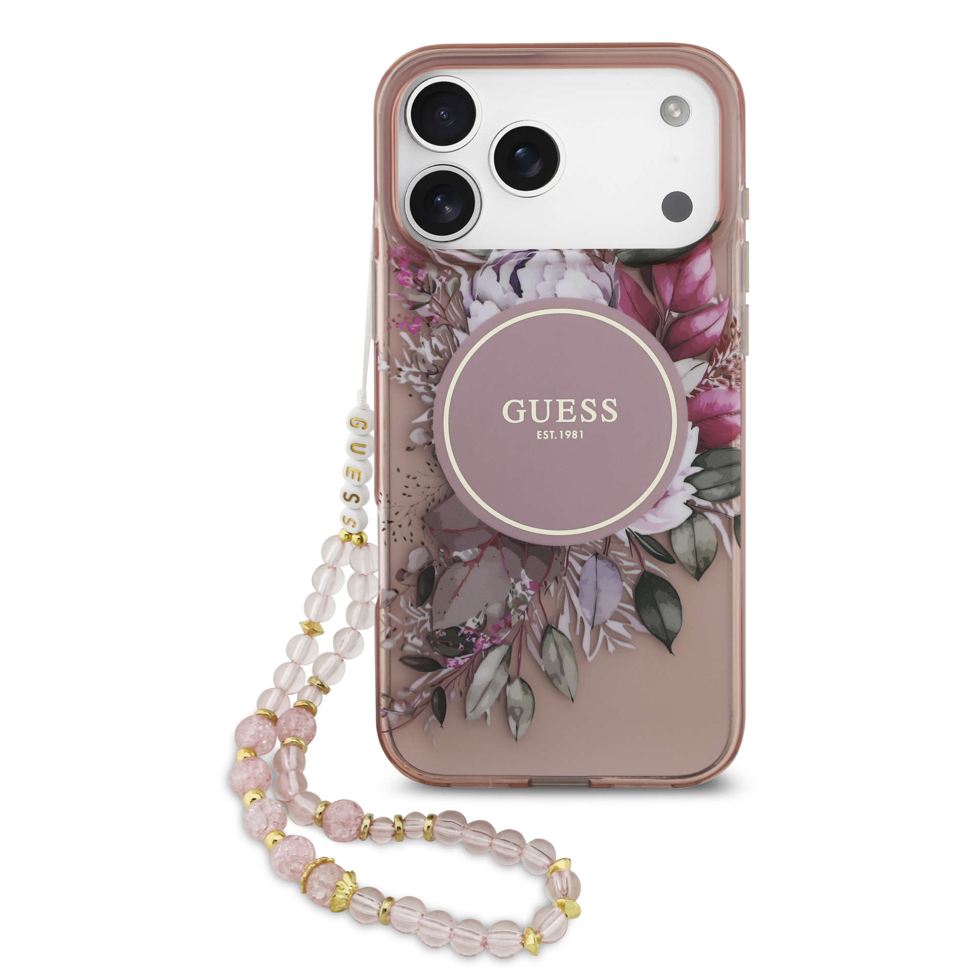 iPhone 17 Pro Max - GUESS Flowers With Pearl Strap Pink - 2