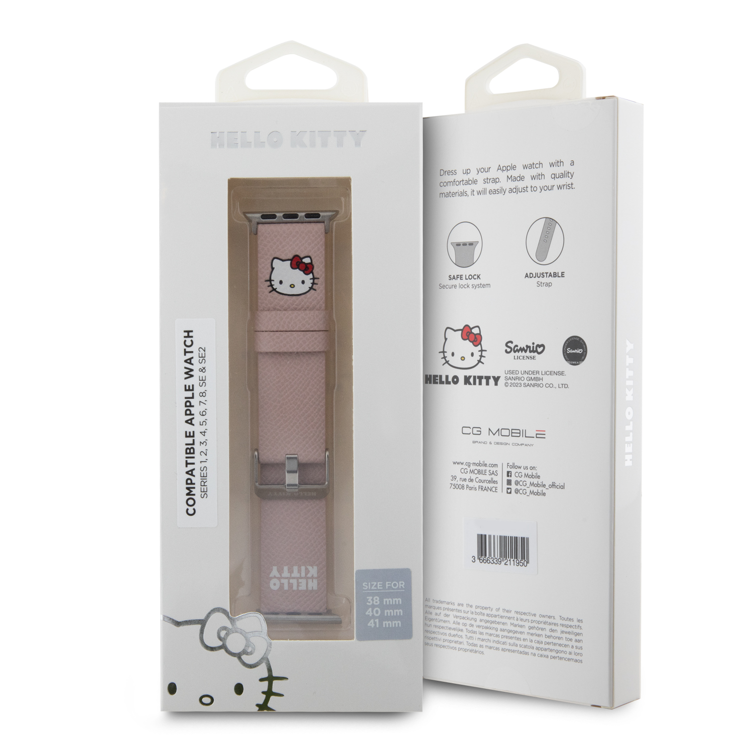 Apple Watch 40/41mm - HELLO KITTY Leather Strap Kitty Head Pink - 4