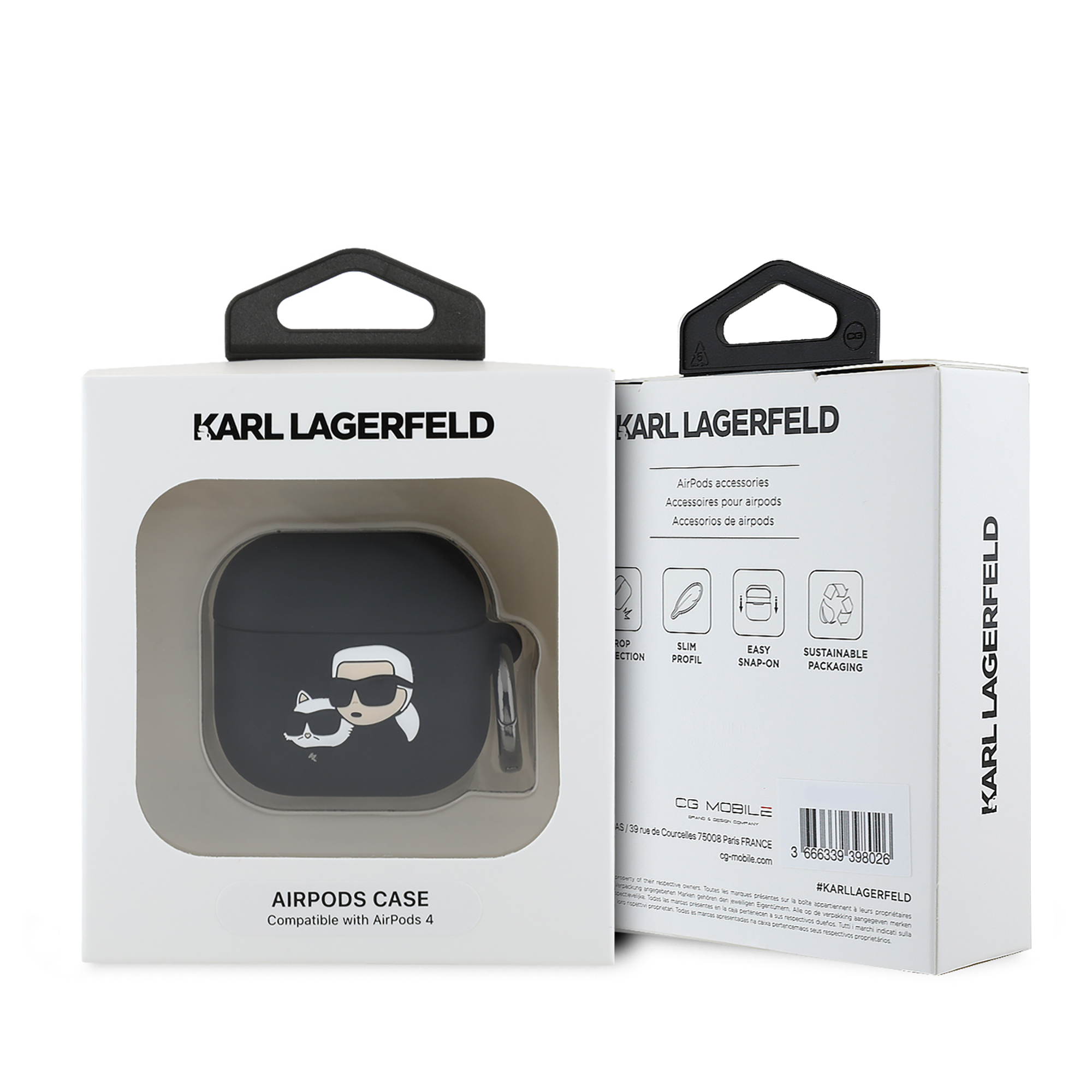 AirPods 4 - KARL LAGERFELD 3D Silicone Heads Black - 3