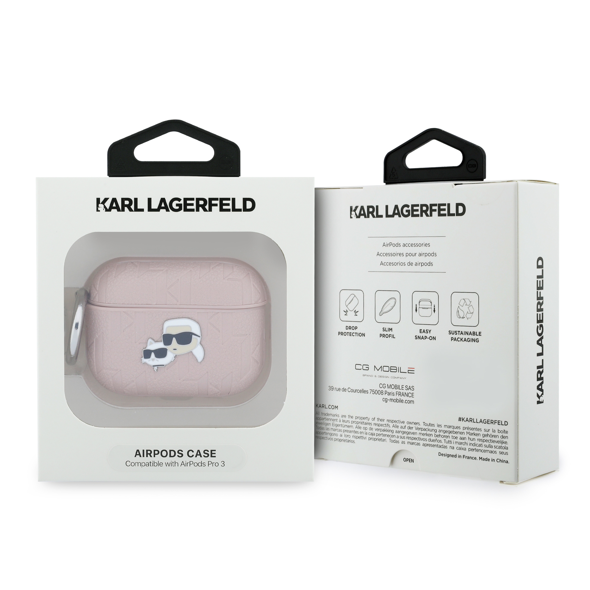 AirPods Pro 3 - KARL LAGERFELD Leather Head Pin Monogram Pink - 4
