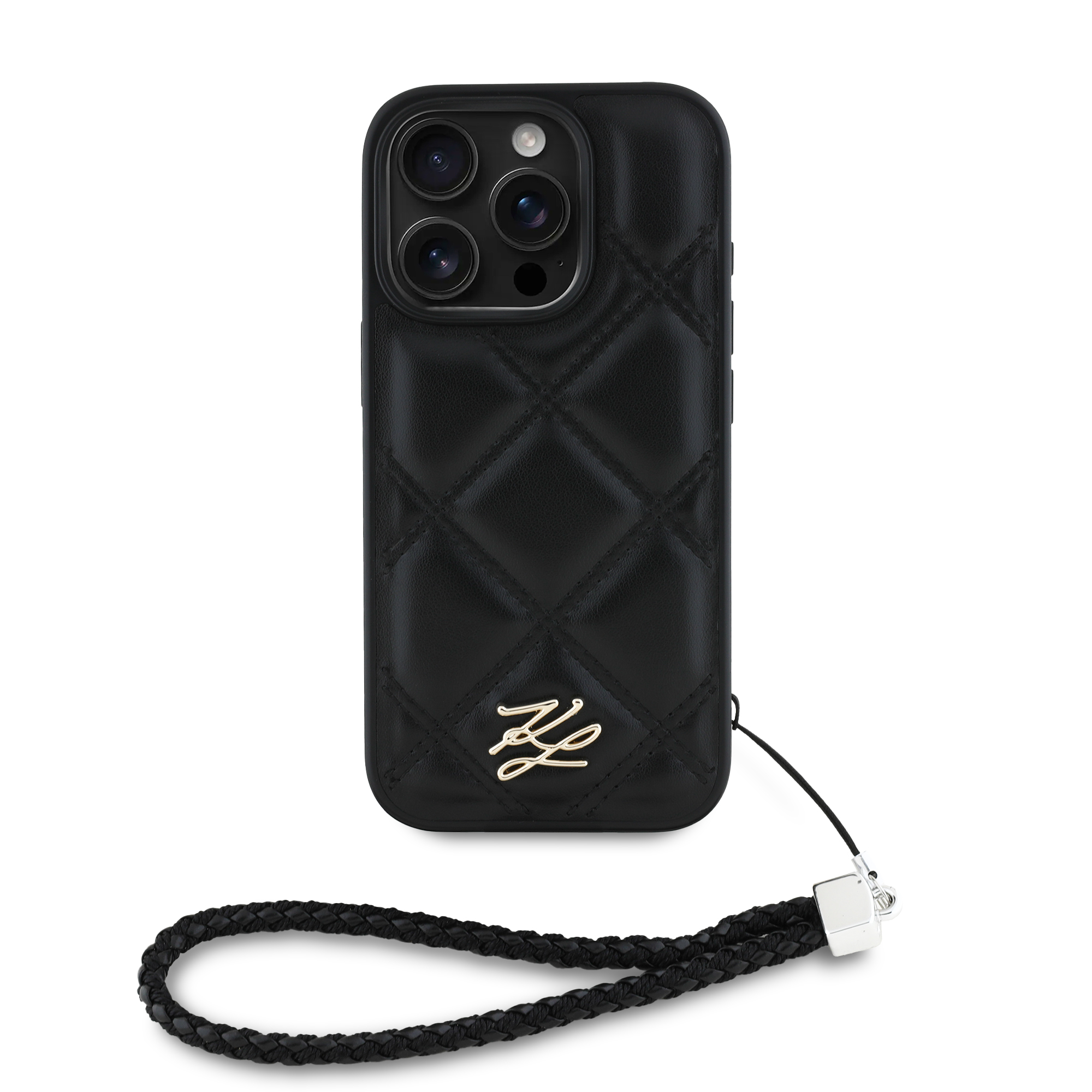 iPhone 16 Pro Max - KARL LAGERFELD Quilted Initial Chain Strap Black - 3