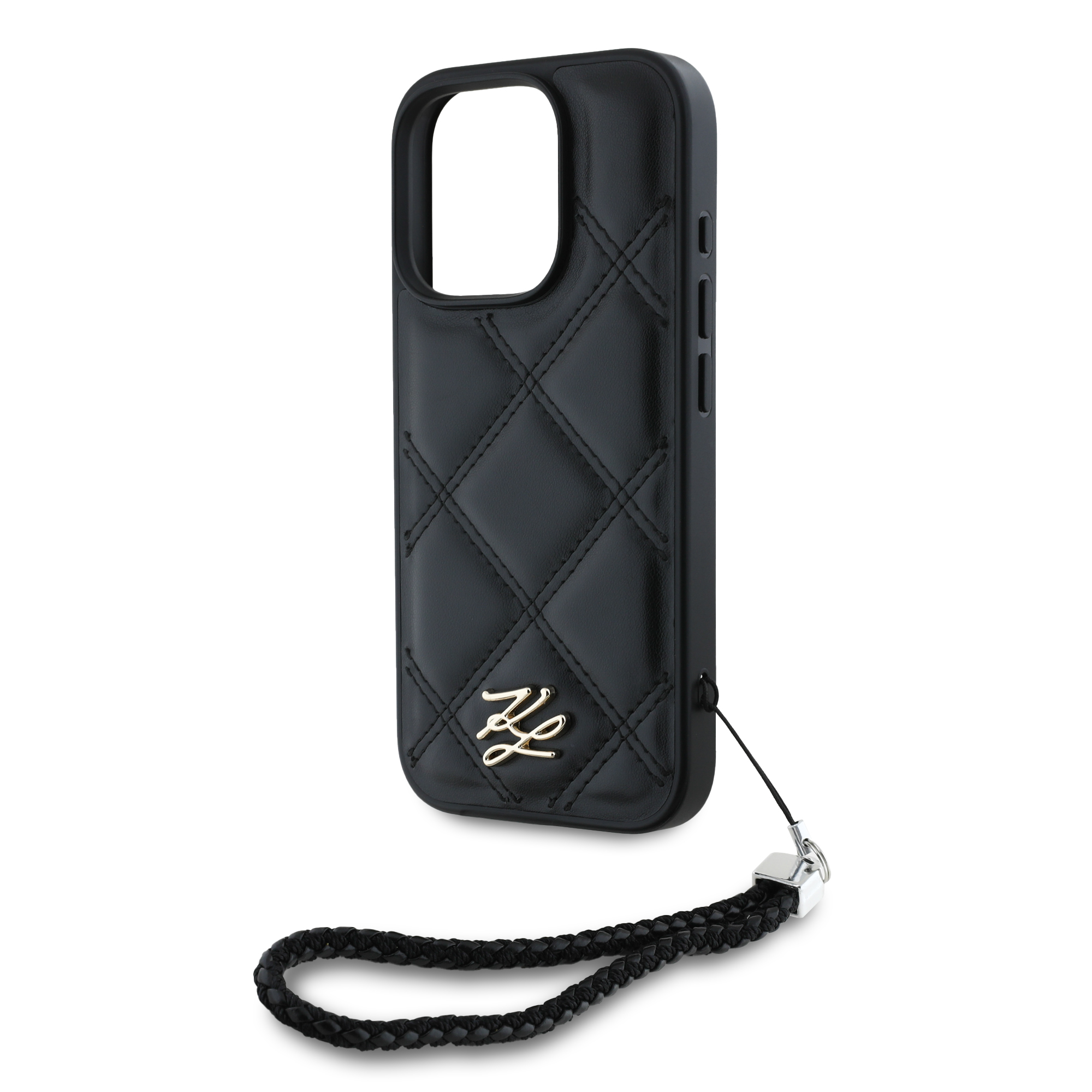 iPhone 16 Pro Max - KARL LAGERFELD Quilted Initial Chain Strap Black - 5
