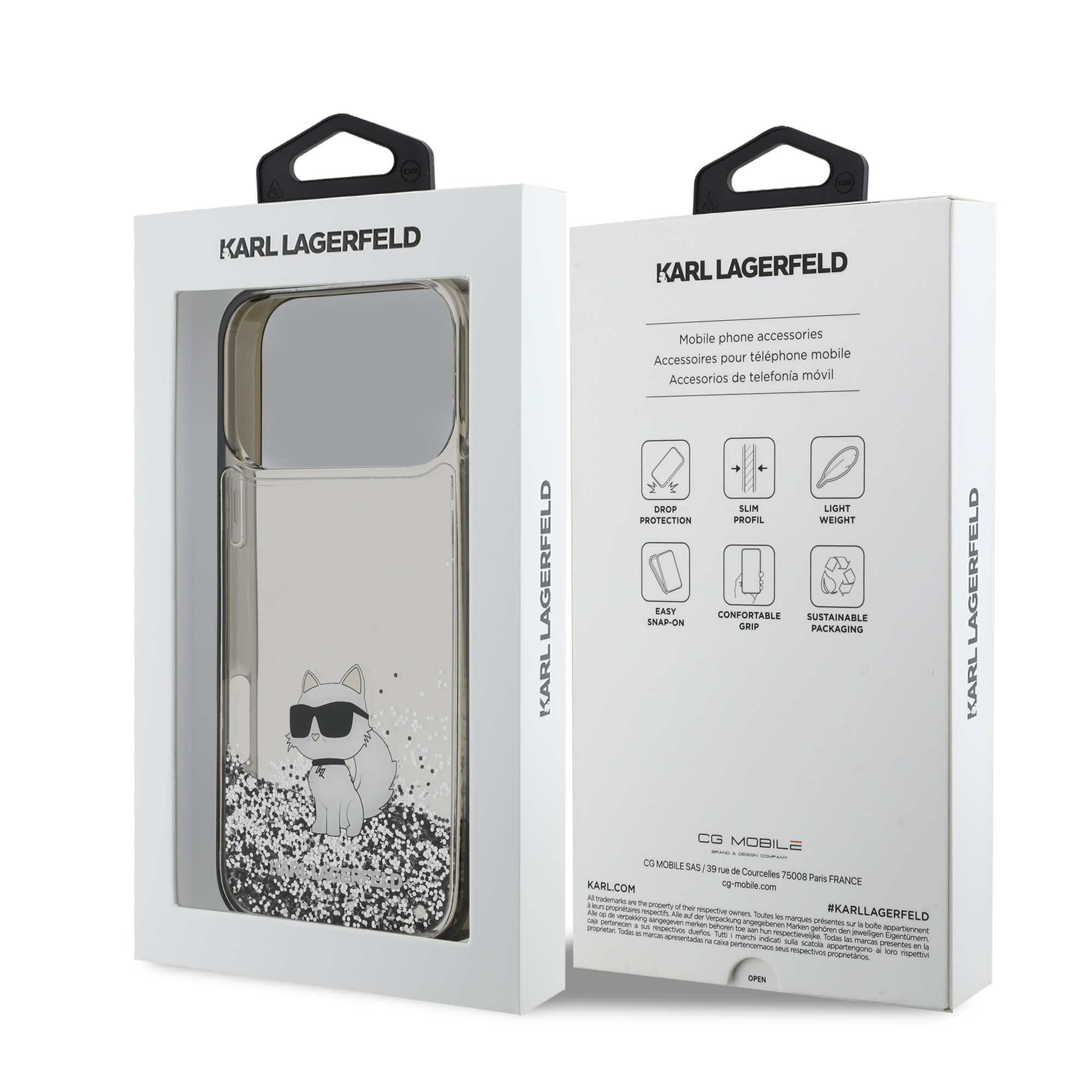 iPhone 17 Pro - KARL LAGERFELD Liquid Glitter Choupette Transparent - 8