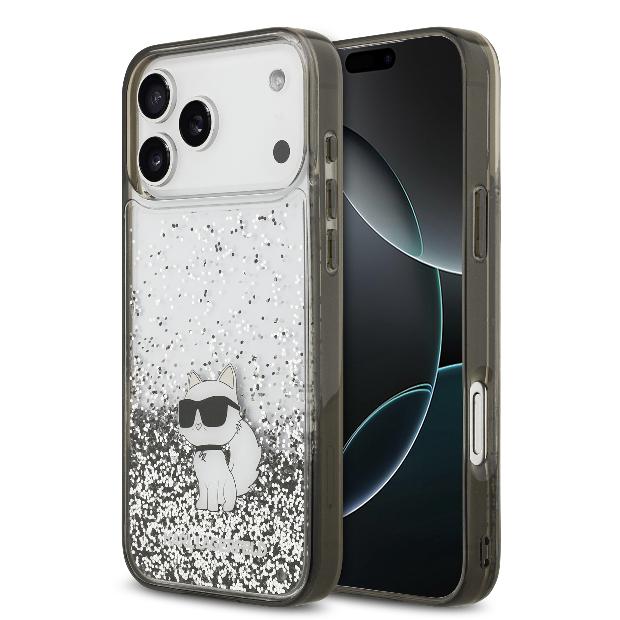 iPhone 17 Pro Max - KARL LAGERFELD Liquid Glitter Choupette Transparent - 2