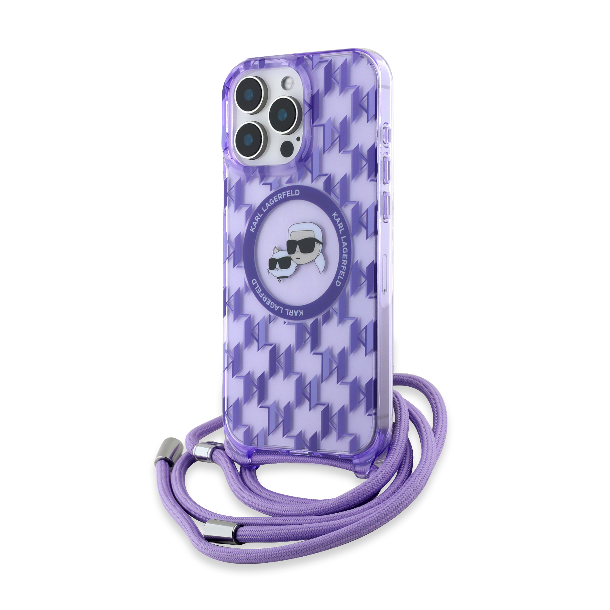 iPhone 16 Pro Max - KARL LAGERFELD Karl & Choupette With Strap Purple - 2