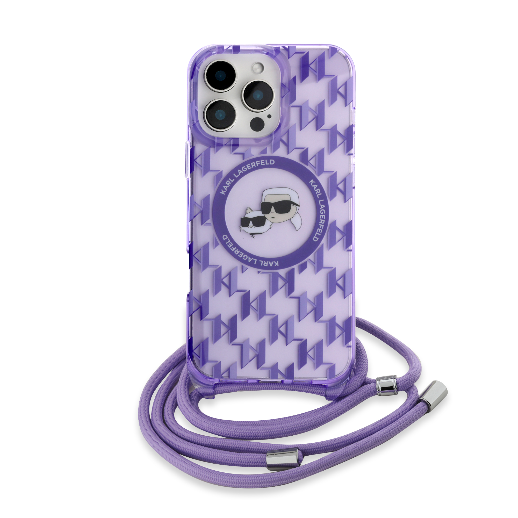 iPhone 16 Pro Max - KARL LAGERFELD Karl & Choupette With Strap Purple - 3