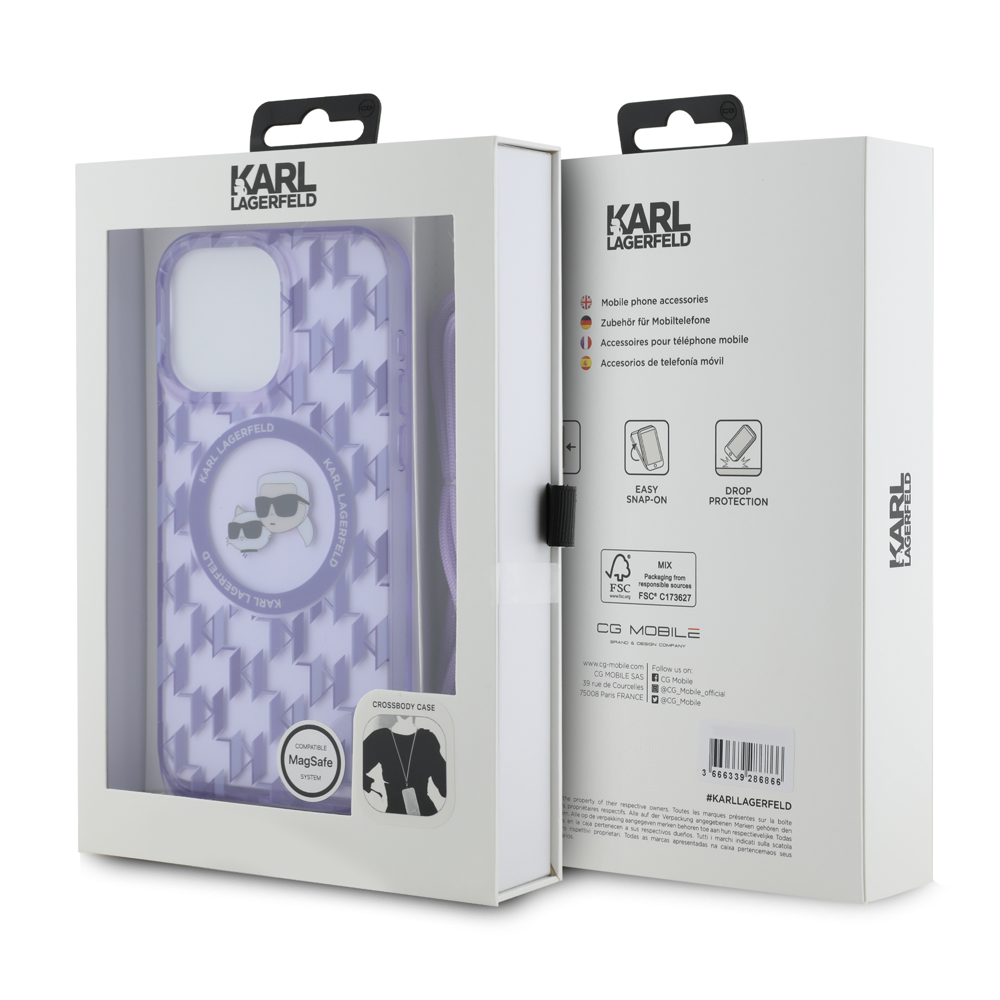 iPhone 16 Pro Max - KARL LAGERFELD Karl & Choupette With Strap Purple - 7