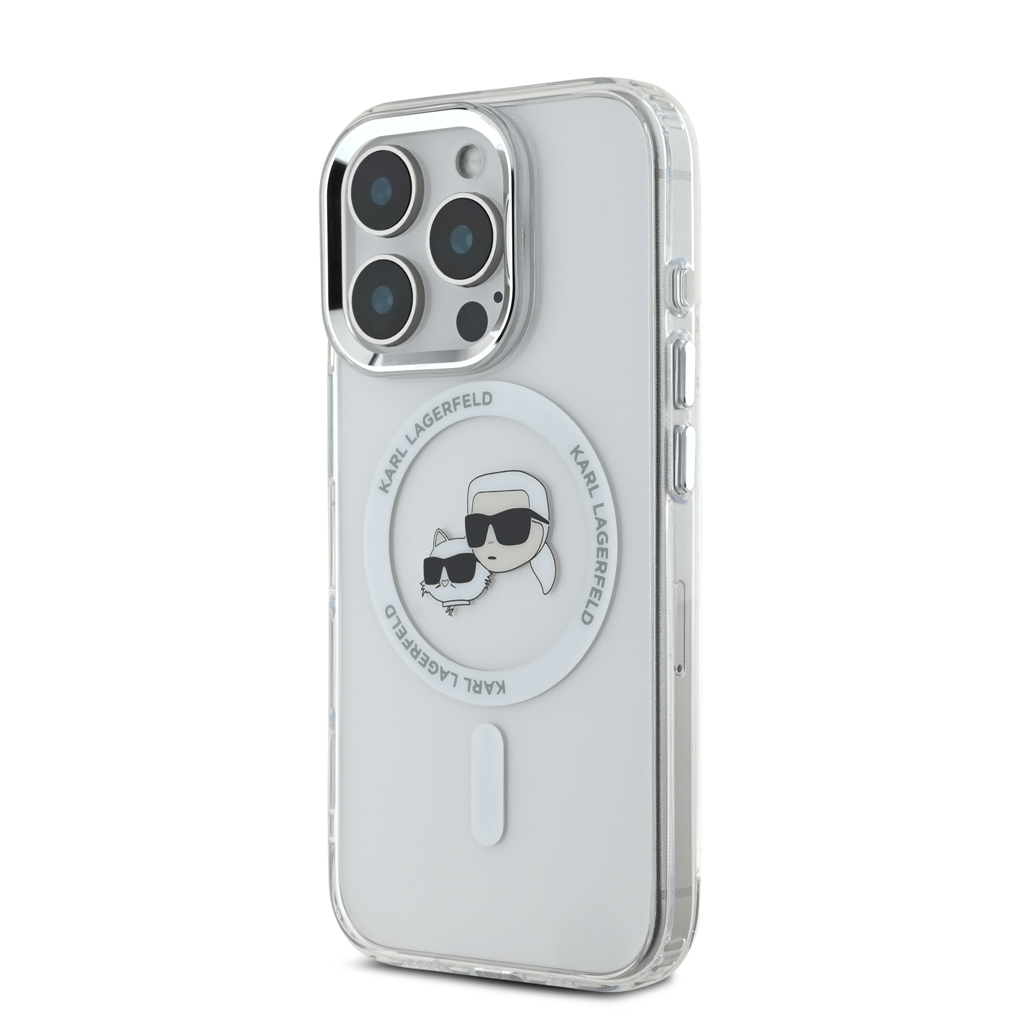 iPhone 16 Pro Max - KARL LAGERFELD Hard Case MagSafe IML Metal KC Heads White - 2