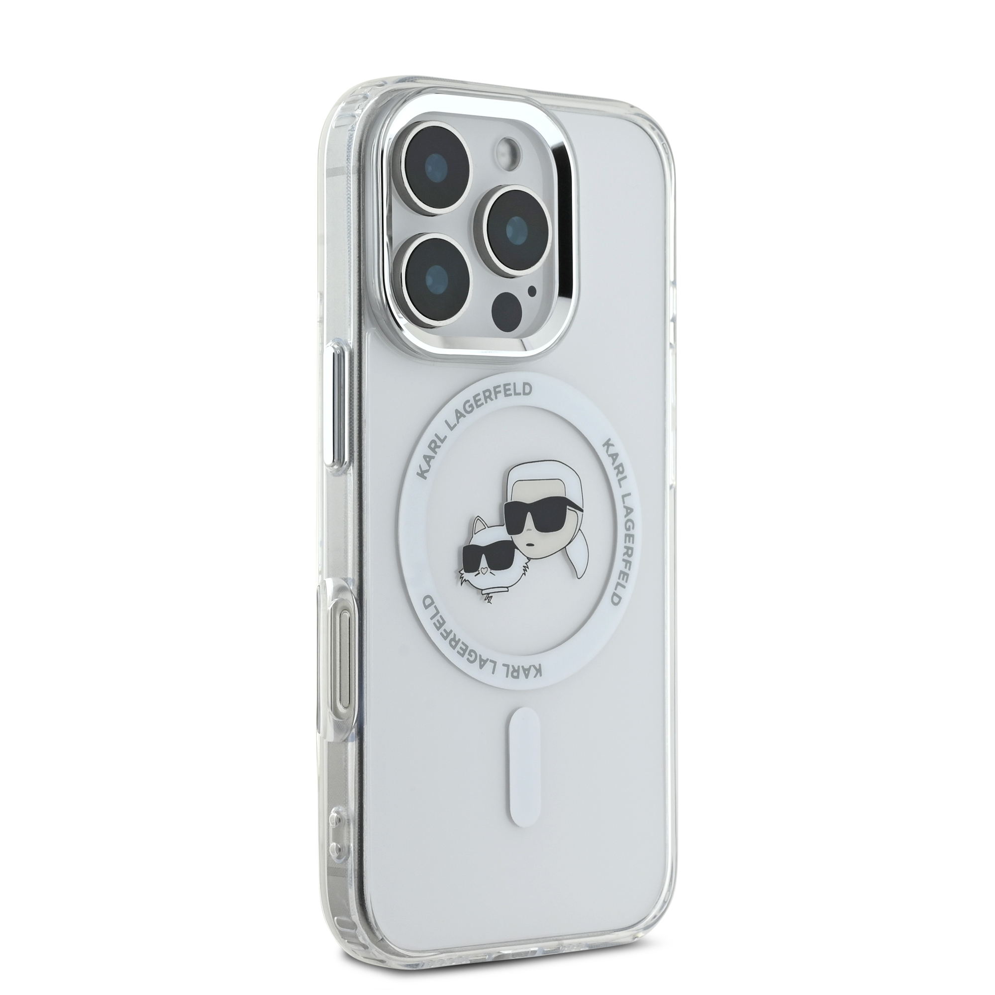 iPhone 16 Pro Max - KARL LAGERFELD Hard Case MagSafe IML Metal KC Heads White - 4