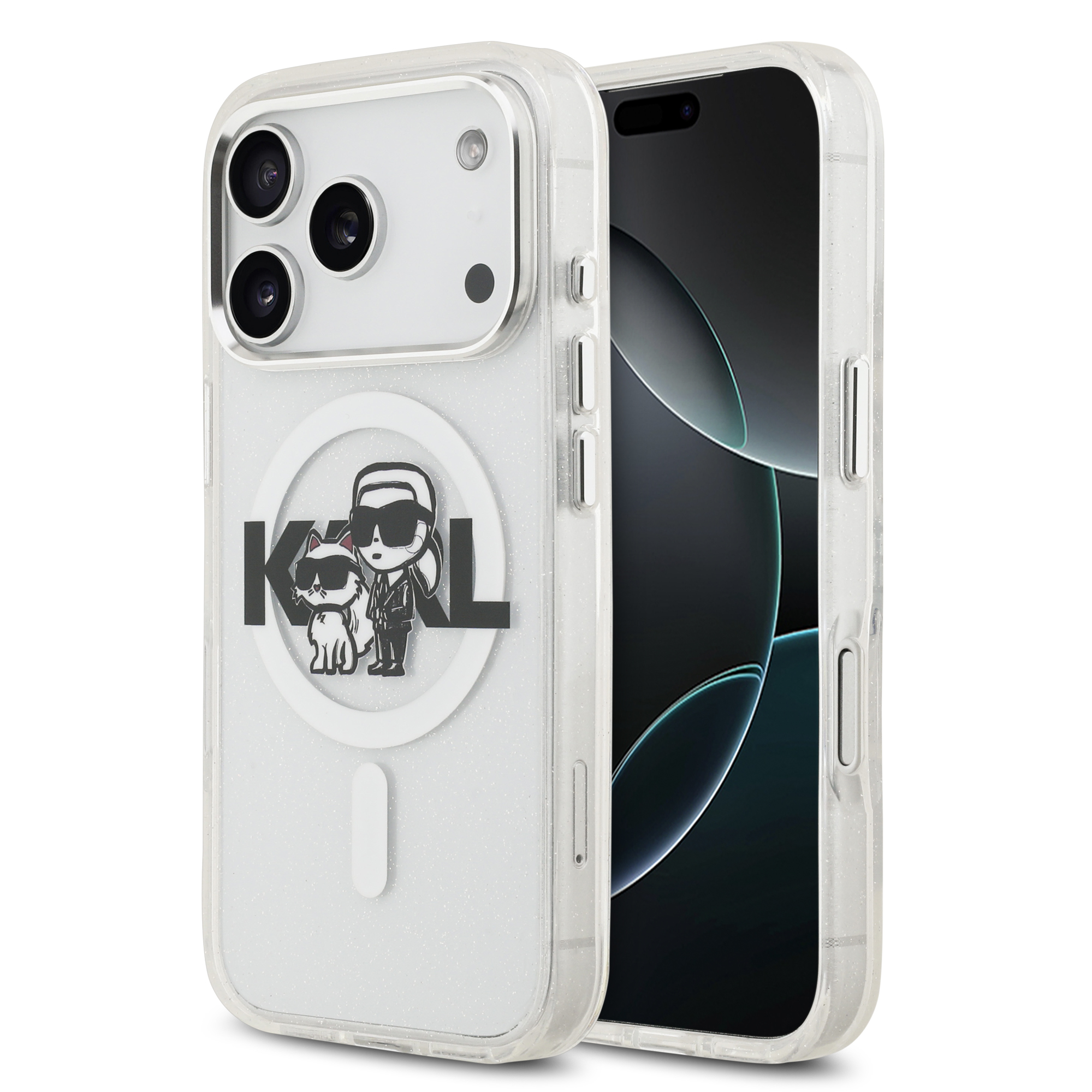 iPhone 17 Pro - KARL LAGERFELD Glitter Karl&Choupette Sketch Clear